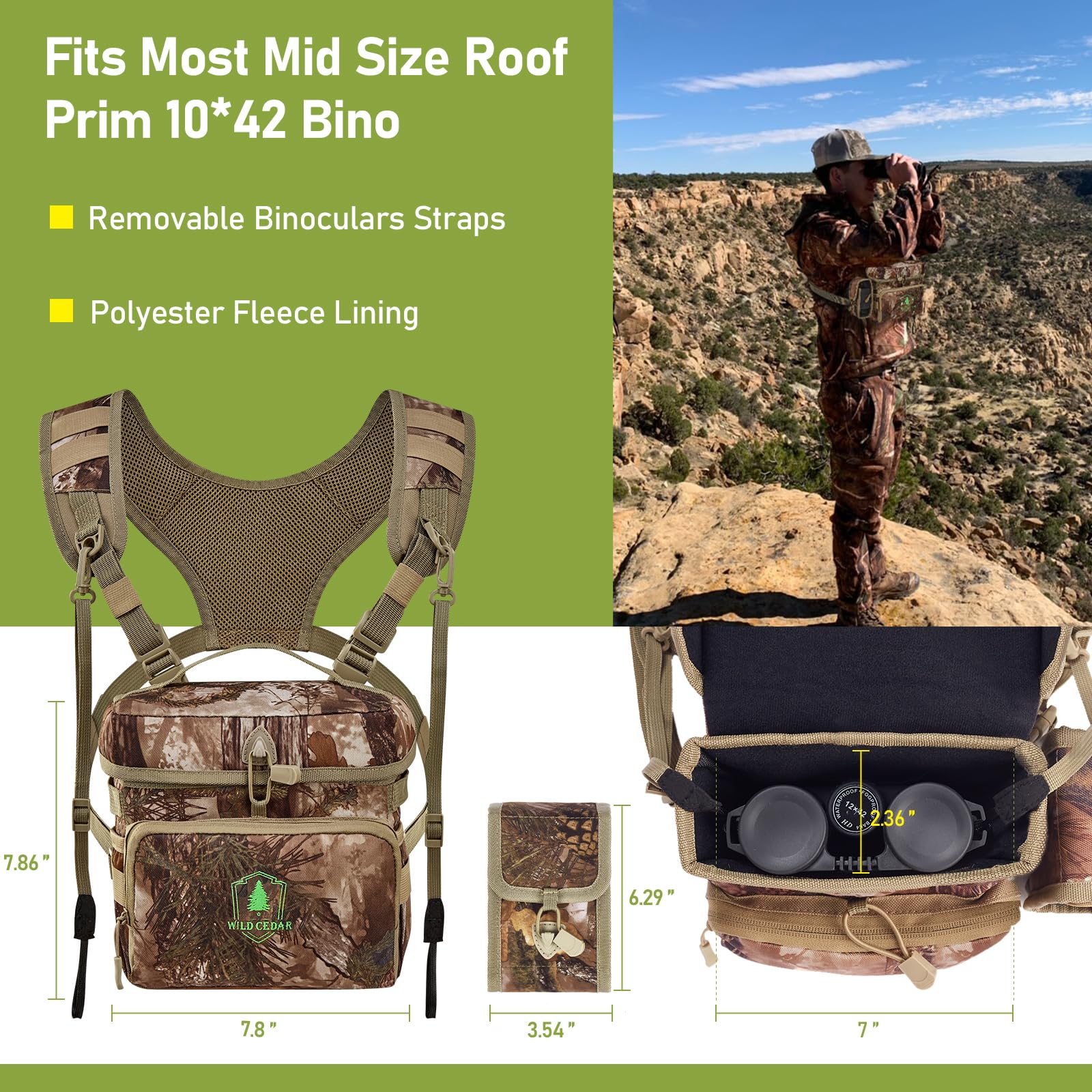 Binocular Harness Chest Pack with Rangefinder Pouch, Bino Harness with Rain Cover for Hunting Medium - Image 2