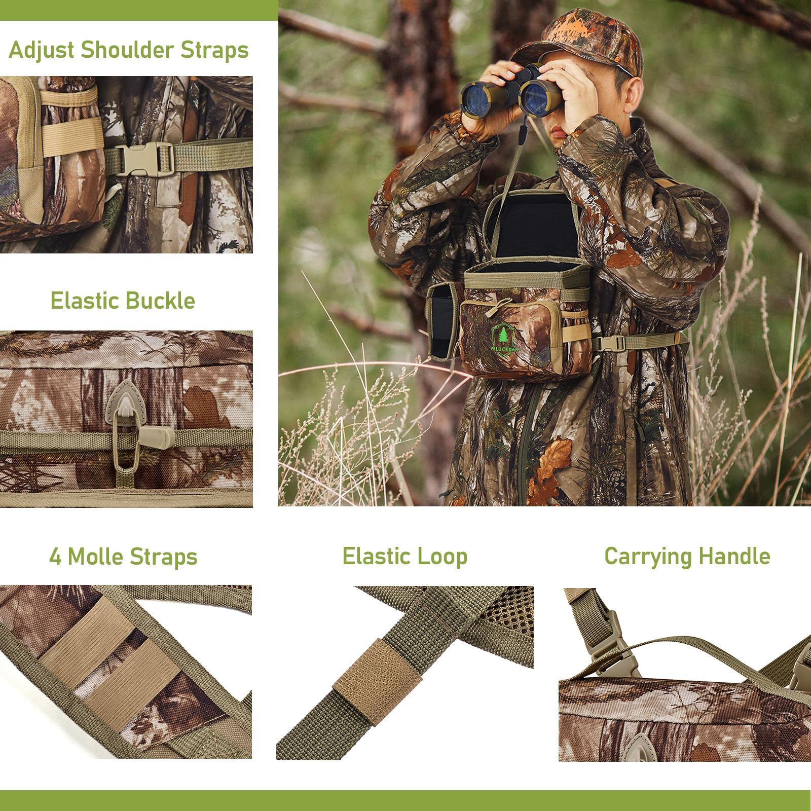 Binocular Harness Chest Pack with Rangefinder Pouch, Bino Harness with Rain Cover for Hunting Medium - Image 5