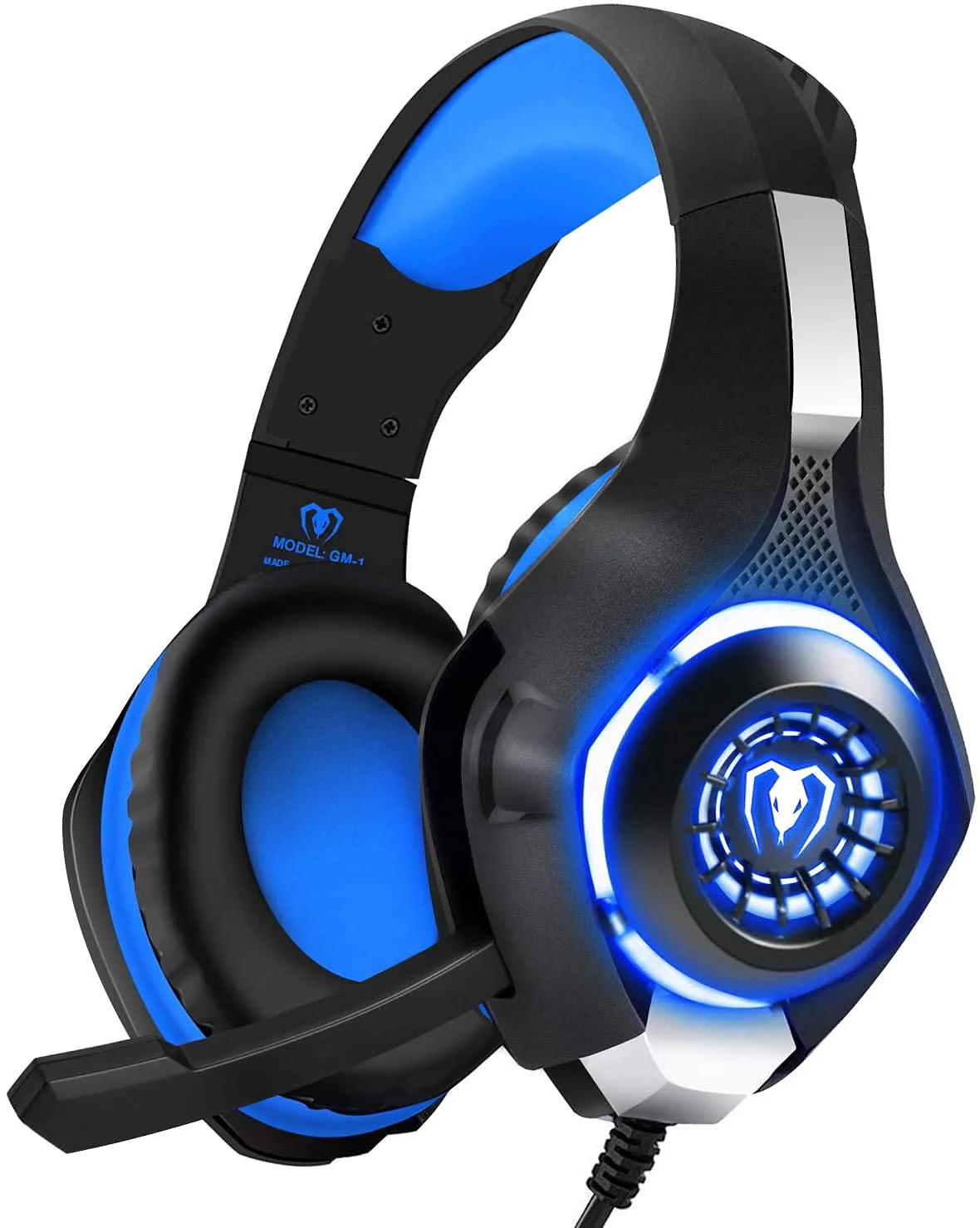 BlueFire Stereo Gaming Headset with Microphone for PS5 PS4 Xbox One Switch PC Mac – Wired Over-Ear Headphones with Surround Sound, Soft Memory Foam, Noise Canceling Mic, Light, 3.5mm Jack (Blue) Blue