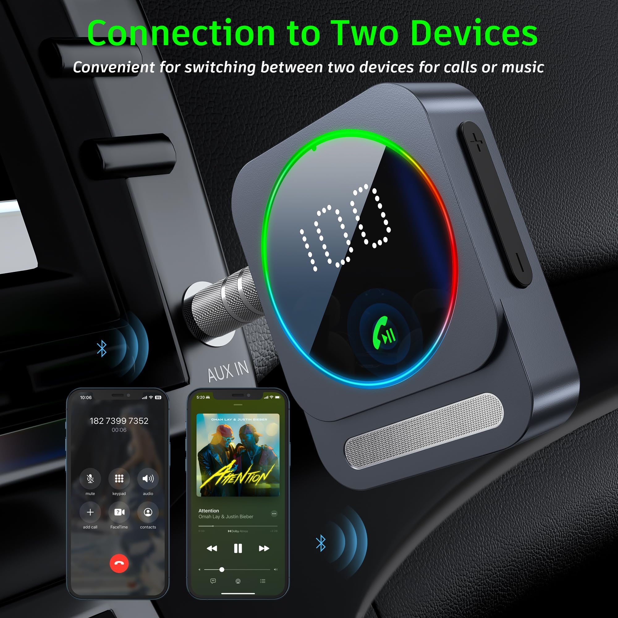 Bluetooth Aux Adapter, SONRU Bluetooth 5.3 Receiver for Car, Wireless Audio Receiver for Car/Home Stereo/Wired Headphones/Speaker, Dual AUX Outputs, RCA AUX 3.5mm Bluetooth Music Receiver JIANDA-US1 - Image 7