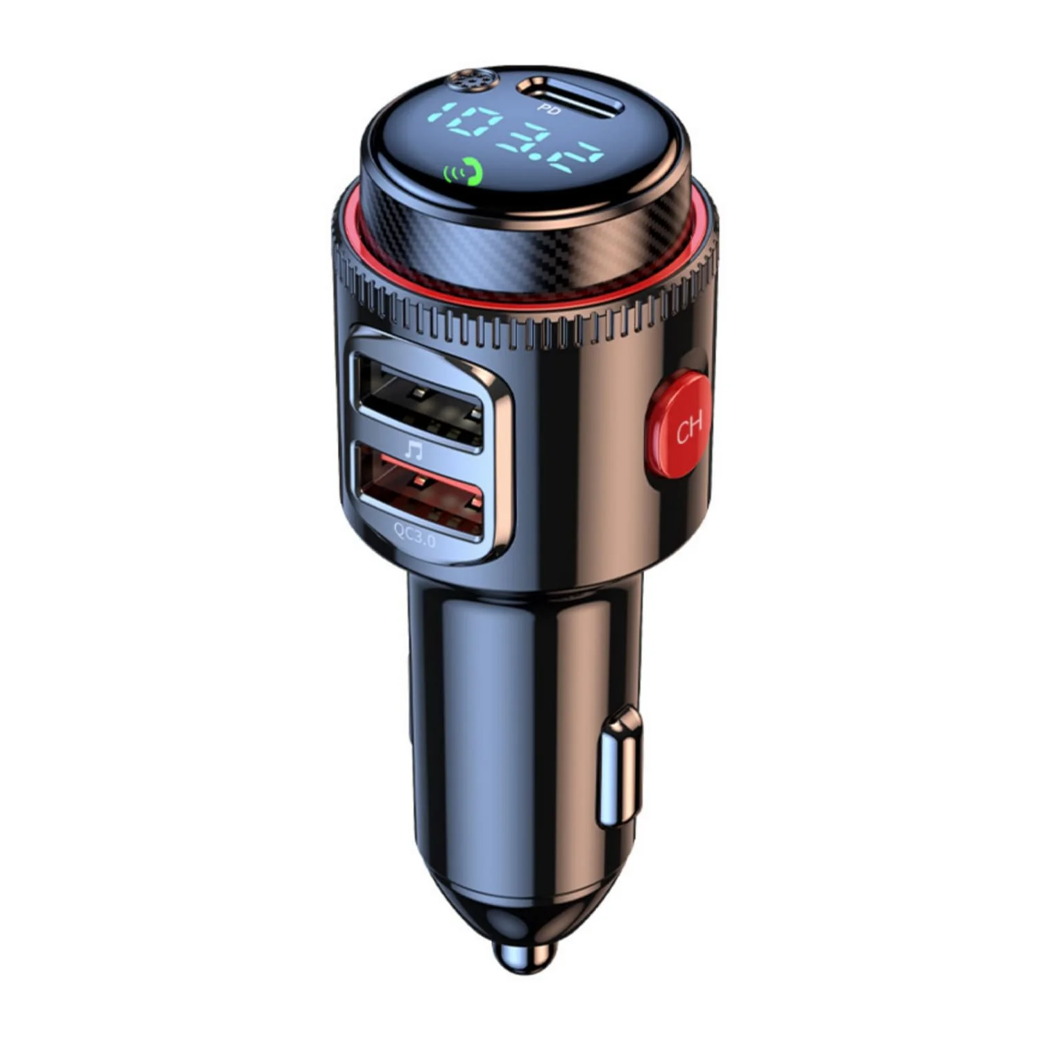 Bluetooth Car Adapter, PD30W AUX Wireless Bluetooth FM Transmitter USB C & QC3.0 Dual Fast Charging Music Player HiFi Bass Sound for Hands-Free Calling USB Drive