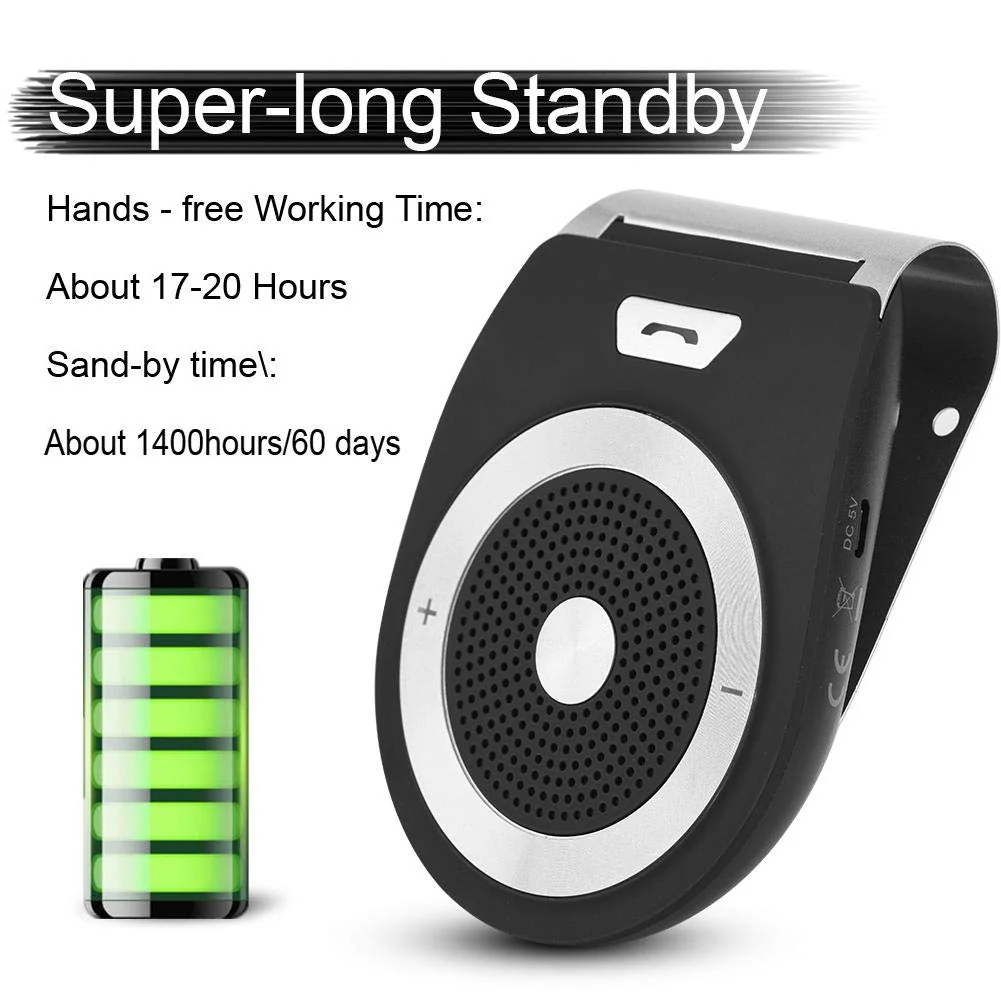 Bluetooth Car Kit Speakerphone,Smart Hands- Bluetooth Visor Clip Speakerphone Connect 2 Phones at Same Time - Image 2