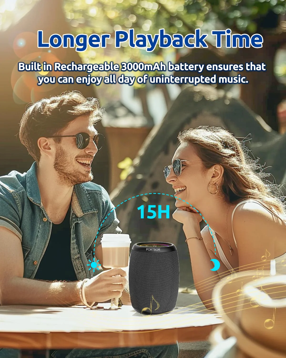 Bluetooth Speaker, Powerful Stereo Sound Portable Wireless Speaker with FM Radio,IPX5 Waterproof, USB C Rechargeable, Dual Pairing, for Outdoor Camping Hiking Party Beach Cool Electronics Gadgets Gift - Image 4