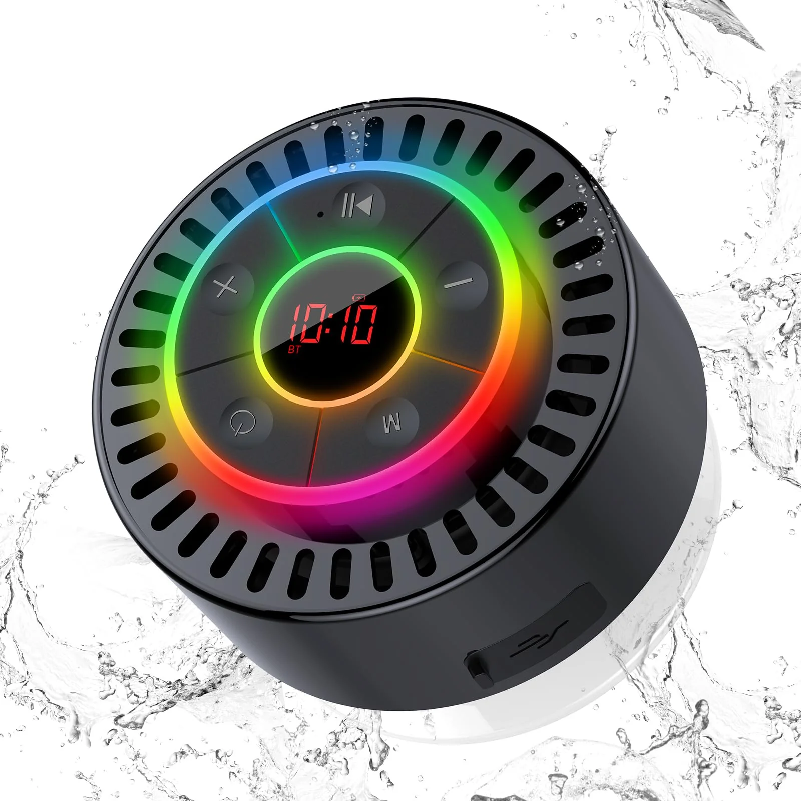 Bluetooth Speaker, Shower Speaker IPX7 Waterproof, Speakers Bluetooth Wireless with Rich Bass, Portable Speaker with LED Light, Suction Cup,8H Playtime