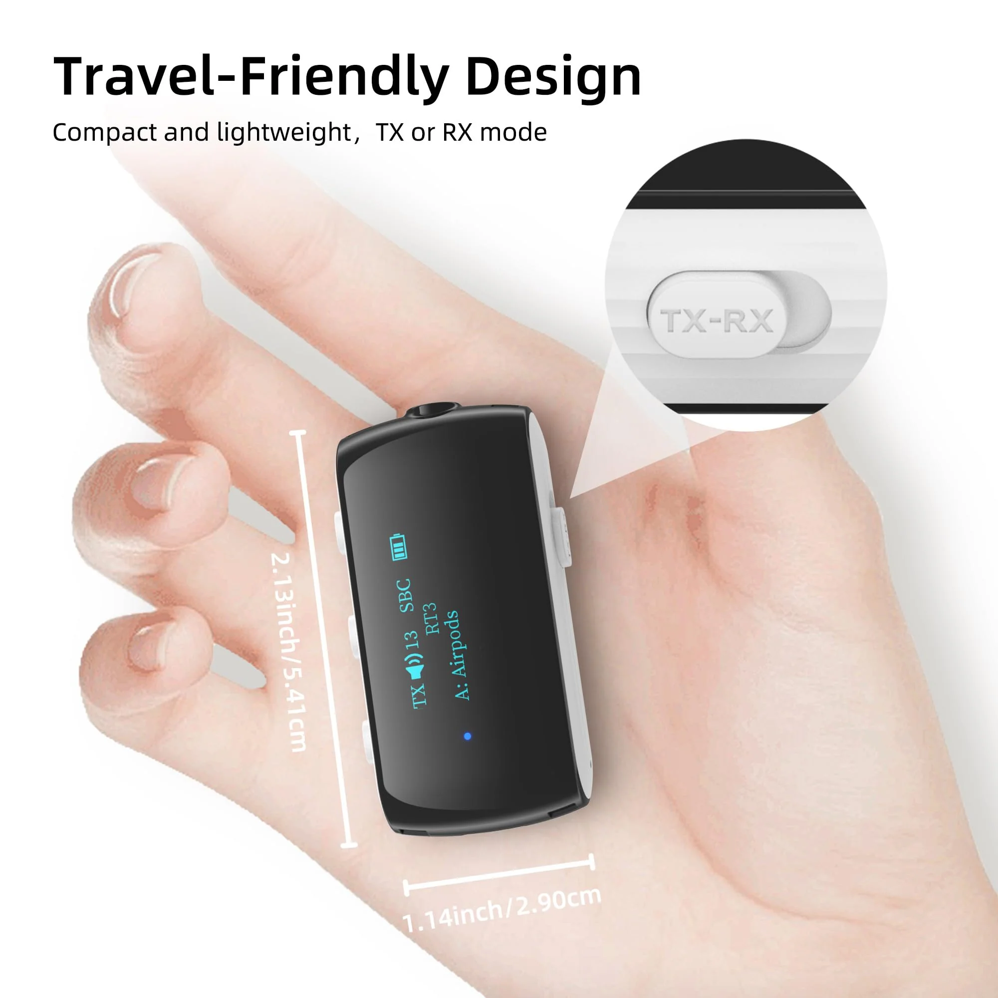 Bluetooth Transmitter Receiver for 2 AirPods/Headphones, Flight Bluetooth 5.2 Adapter for Airplane, TV, Gym and PC with a 3.5mm Audio Jack, Wireless BT Receiver with Mic for Car/Home Stereo White - Image 5