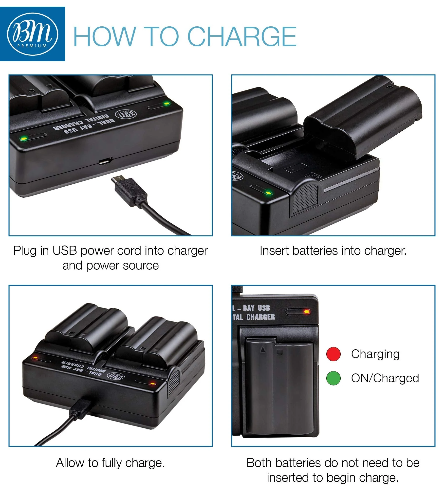 BM Premium 2 Pack of EN-EL15B Batteries and Dual Battery Charger for Nikon Z6, Z7, D780, D850, D7500, 1 V1, D500, D600, D610, D750, D800, D800E, D810, D810A, D7000, D7100, D7200 Digital Cameras - Image 4