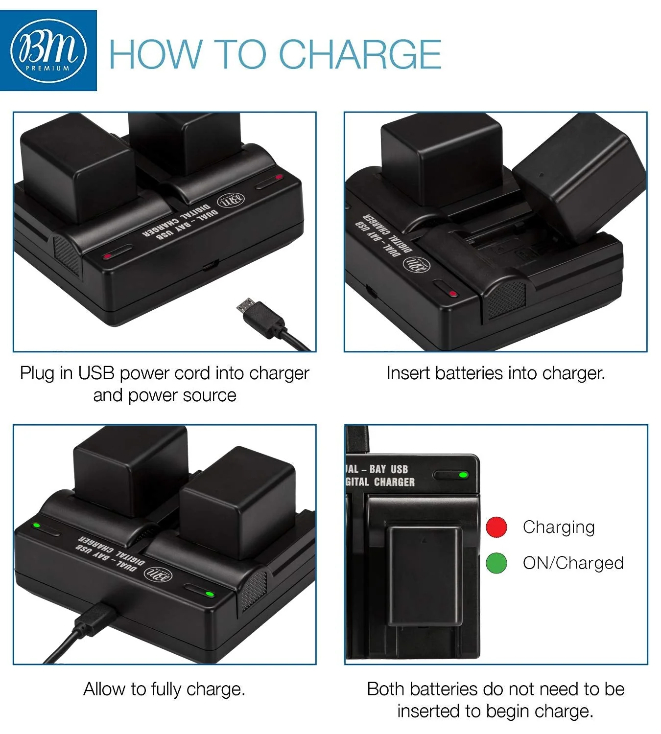 BM Premium BP-727 Battery and Charger for Canon Vixia HFR80, HFR82, HFR800, HFR30, HFR32, HFR300, HFR40, HFR42, HFR400, HFR50, HFR52, HFR500, HFR60, HFR62, HFR600, HFR70, HFR72, HFR700, HFM52, HFM500 - Image 4