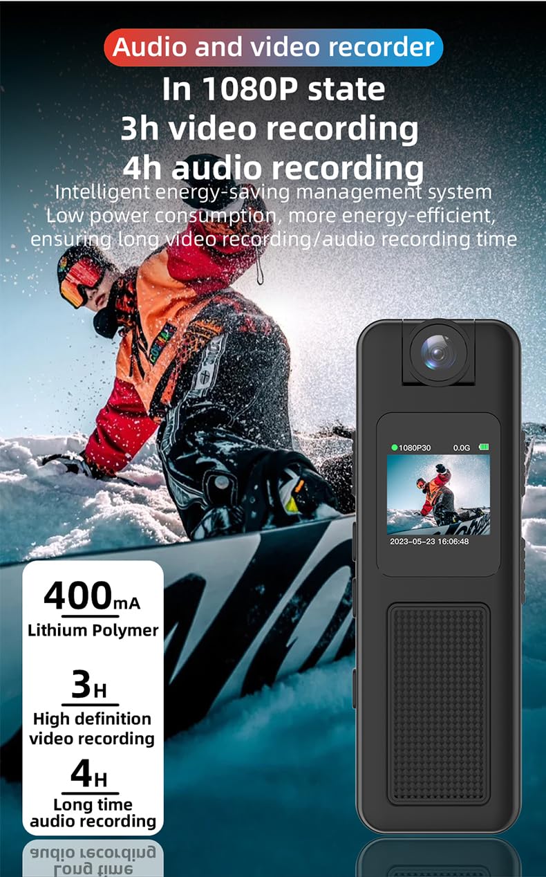 Body Camera with Audio and Video Recording,180° Rotating Lens Body Camera Audio and Video Recorder 32GB Mini Body Worn Camcorder, for Personal Civilians, Police Law Enforcement - Image 4