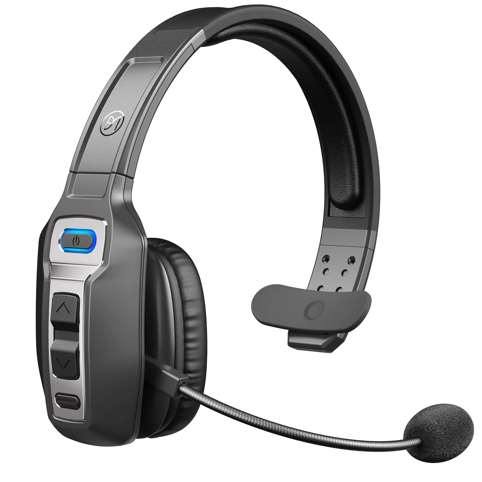 BRAMMAR Trucker Bluetooth Headset with AI Noise Cancellation Microphone, Trucker Headset with 65Hrs Talk Time & Mute Button, Multipoint Connection, Bluetooth Headsets Fit for Truck Drivers/Cell Phones Black