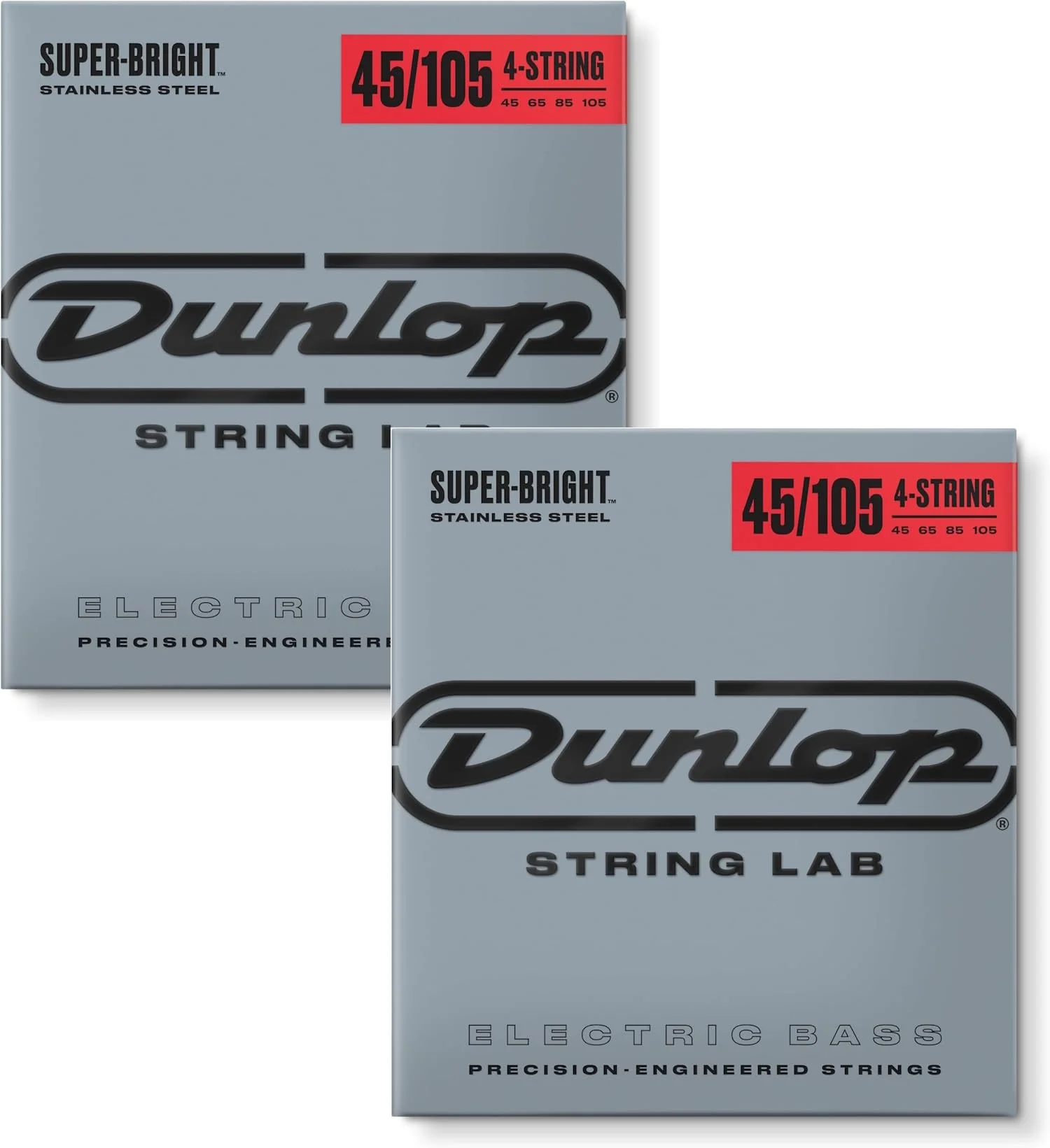 Briskdrop Dunlop DBSBS45105 Super Bright Bass Strings, Stainless Steel, Medium, 045-.105, 4 Strings/Set (2 Pack)