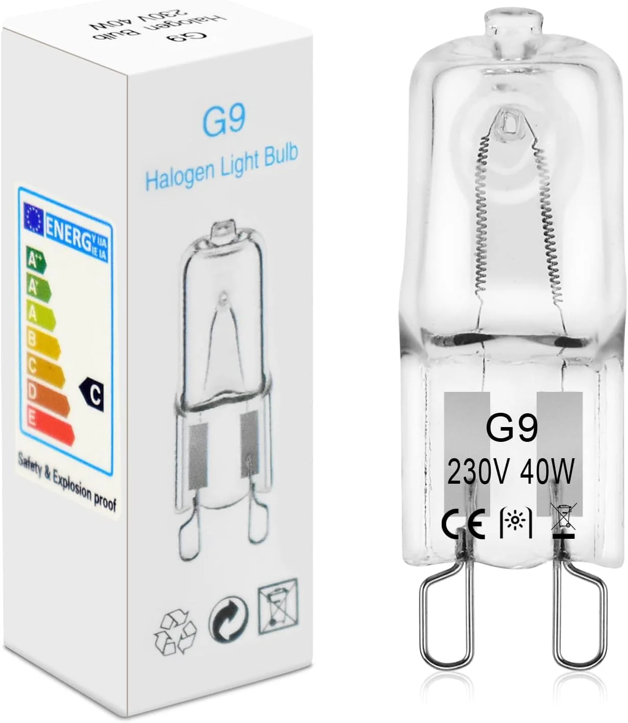 BROTOU Pack of 4 G9 Halogen Bulbs, G9 Halogen Bulbs, 40 W, 230 V, 2800 K, Dimmable Halogen Bulbs for Oven Lamp, Microwave, Cooker, Ceiling Lights 4er-40w