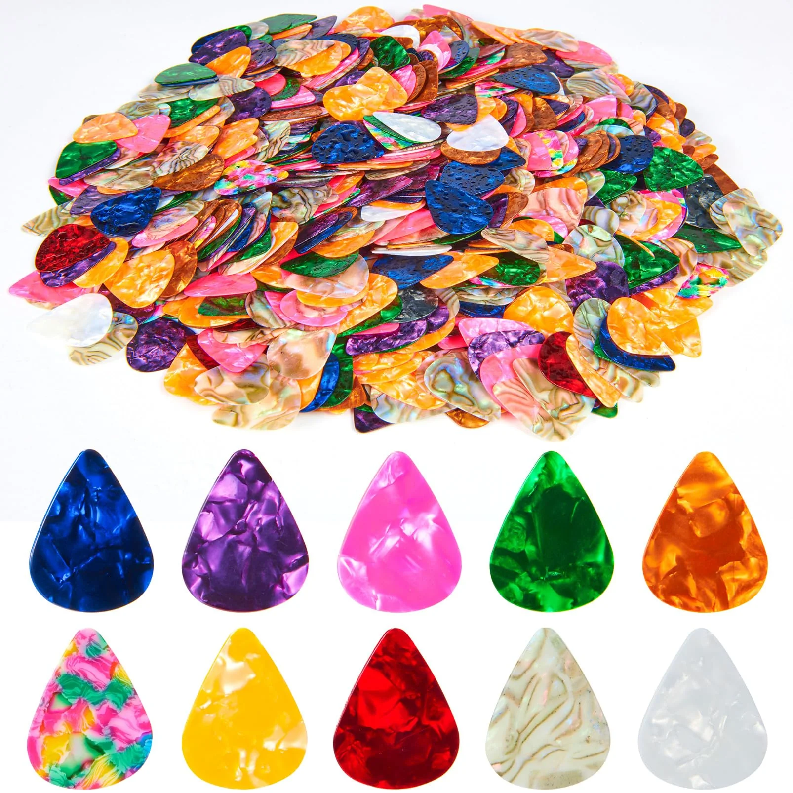 Bulk Guitar Picks 1000Piece, Thin(0.46mm) Guitar Sampler Plectrums Celluloid Guitar Pick Acoustic Plectrum for Acoustic Guitar, Electric Guitar, Bass 0.46mm 1000Piece