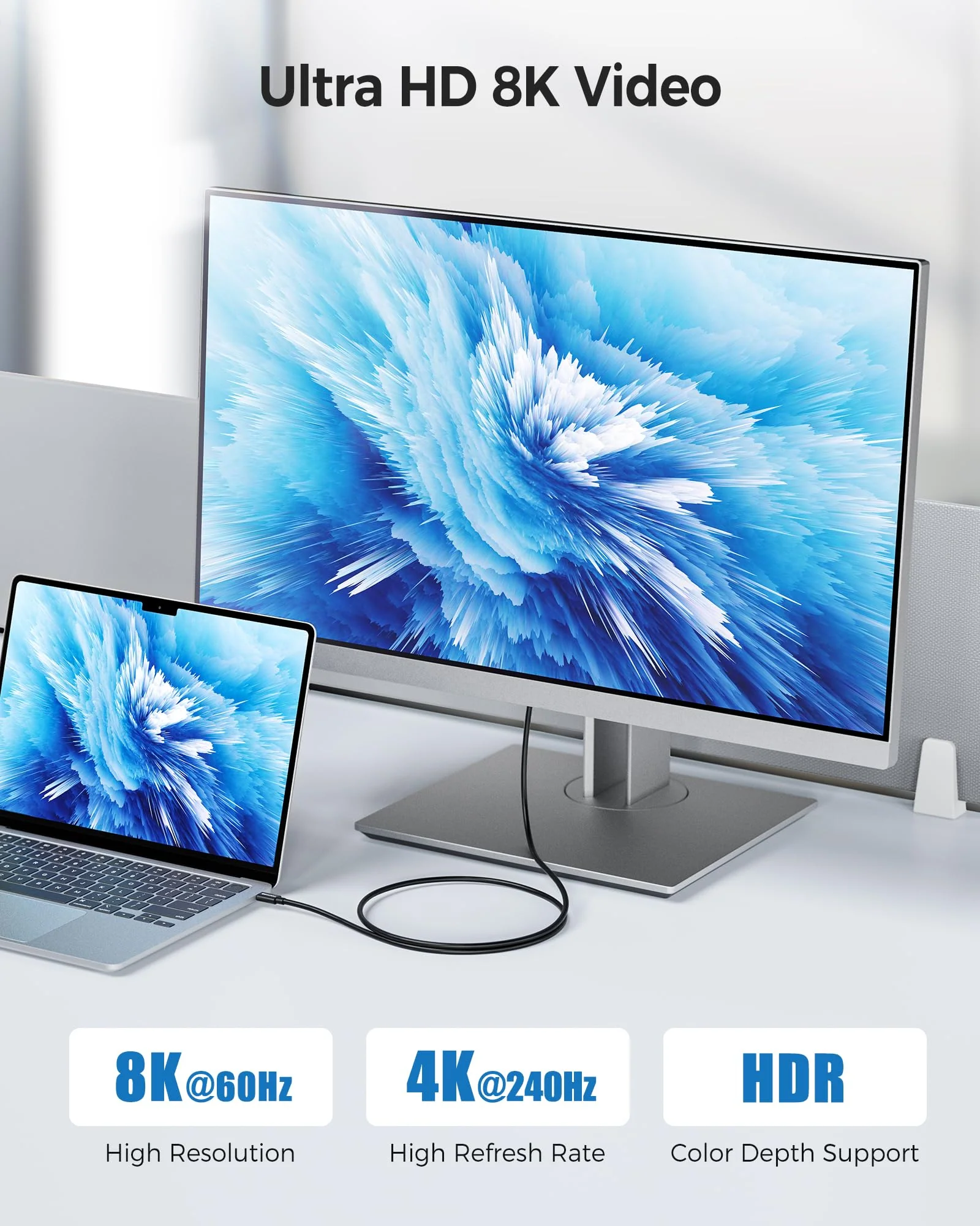 Cable Matters [Intel Certified] 40Gbps Thunderbolt 4 Cable 1ft with 8K Video and 240W Charging - 0.3m, Compatible with USB4, Thunderbolt 3 Cable and USB-C 1 Foot Black - Image 3