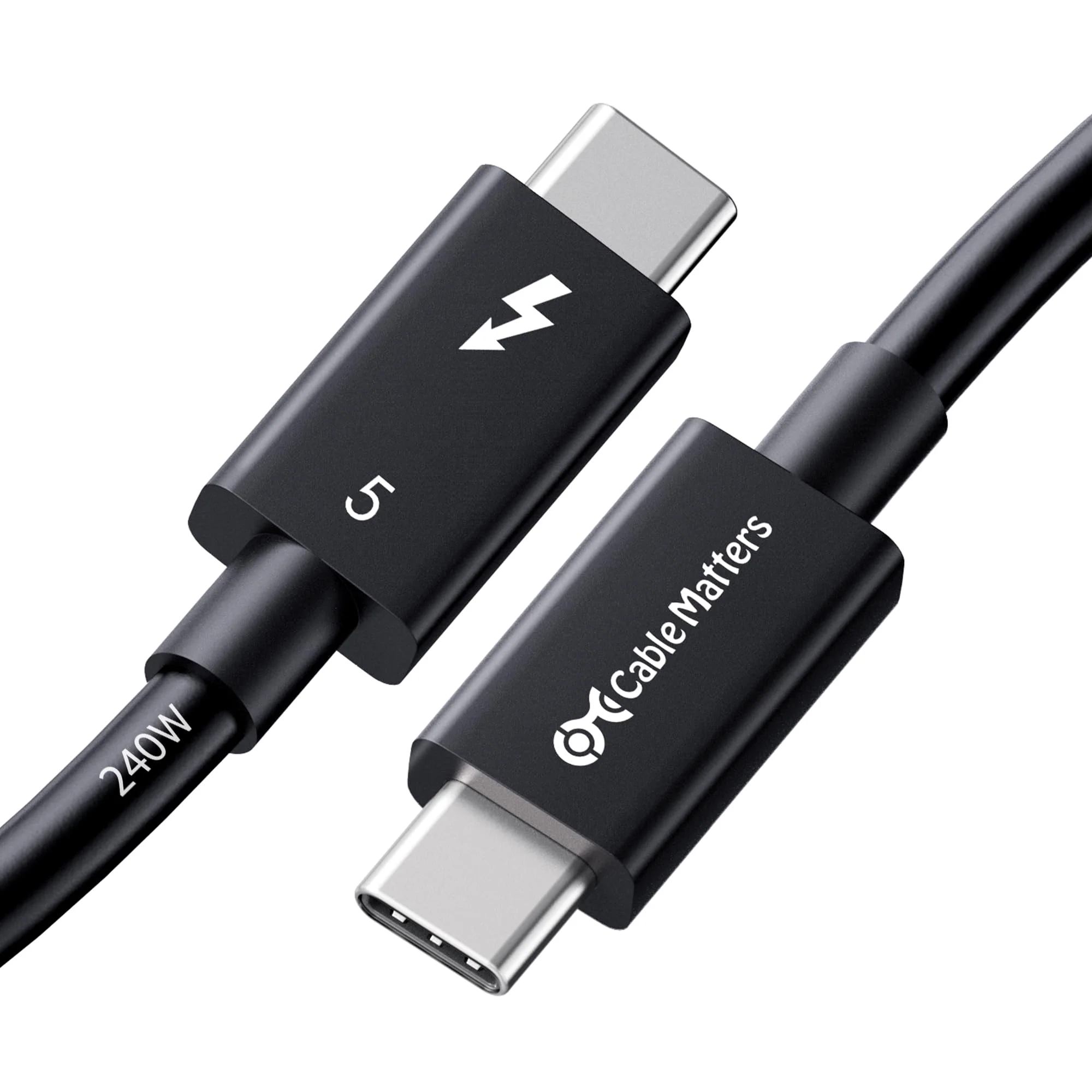 Cable Matters [Intel Certified] 80Gbps Thunderbolt 5 Cable with up to 120Gbps Bandwidth Boost and 240W Charging in Black - 0.3m / 1ft, Compatible with Thunderbolt 4, USB4, Thunderbolt 3 and USB-C 1 ft