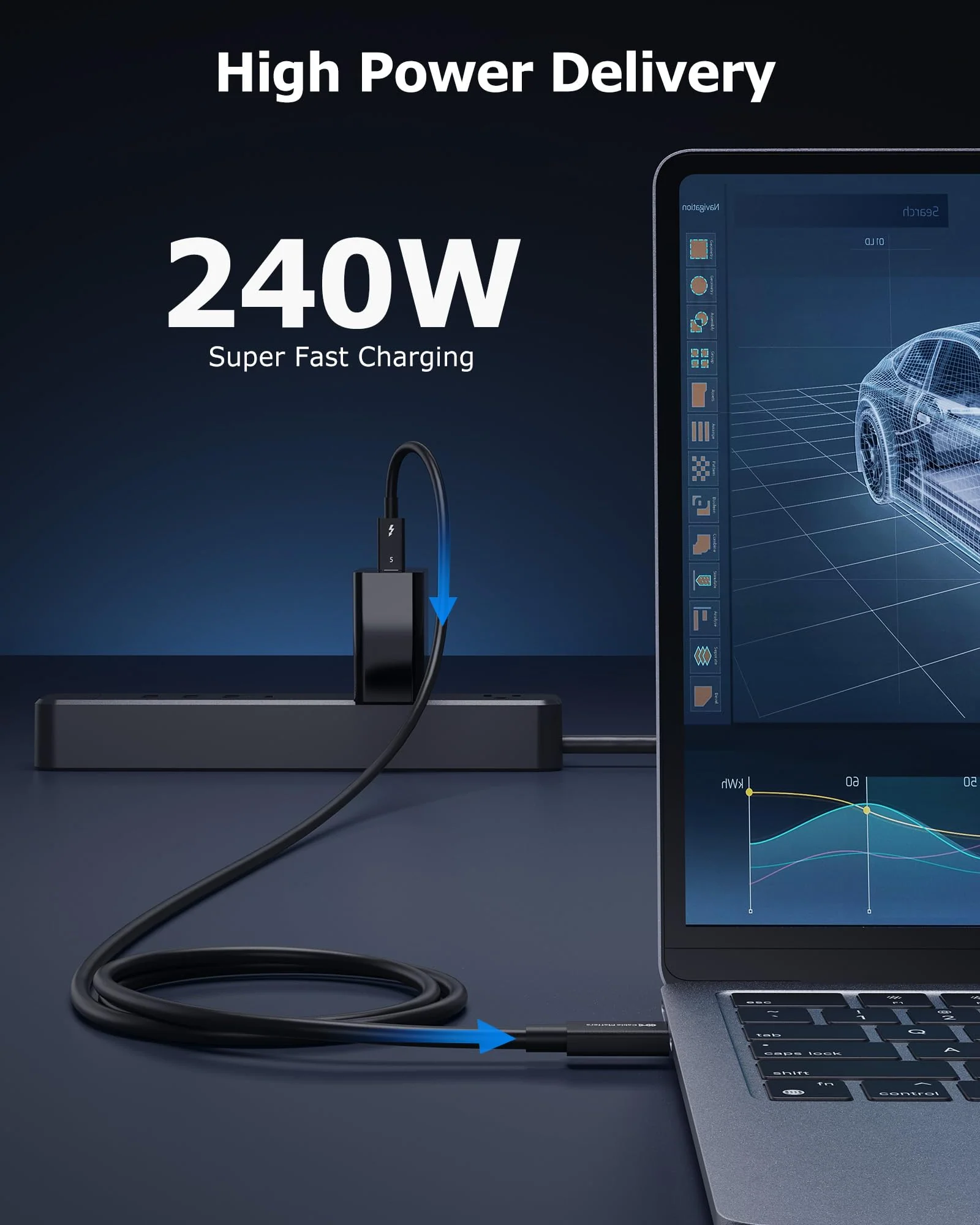 Cable Matters [Intel Certified] 80Gbps Thunderbolt 5 Cable with up to 120Gbps Bandwidth Boost and 240W Charging in Black - 0.3m / 1ft, Compatible with Thunderbolt 4, USB4, Thunderbolt 3 and USB-C 1 ft - Image 6