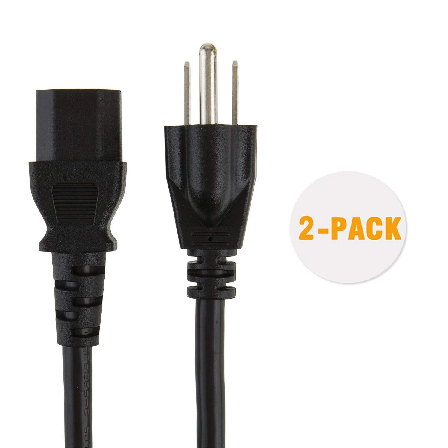 CableCreation [2-Pack] 1 Feet 18 AWG Universal Power Cord for NEMA 5-15P to IEC320C13 Cable, 0.3M / Black - Image 2