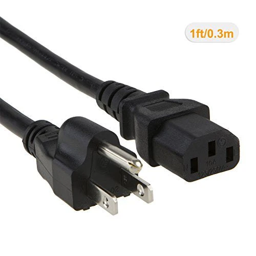 CableCreation [2-Pack] 1 Feet 18 AWG Universal Power Cord for NEMA 5-15P to IEC320C13 Cable, 0.3M / Black - Image 3