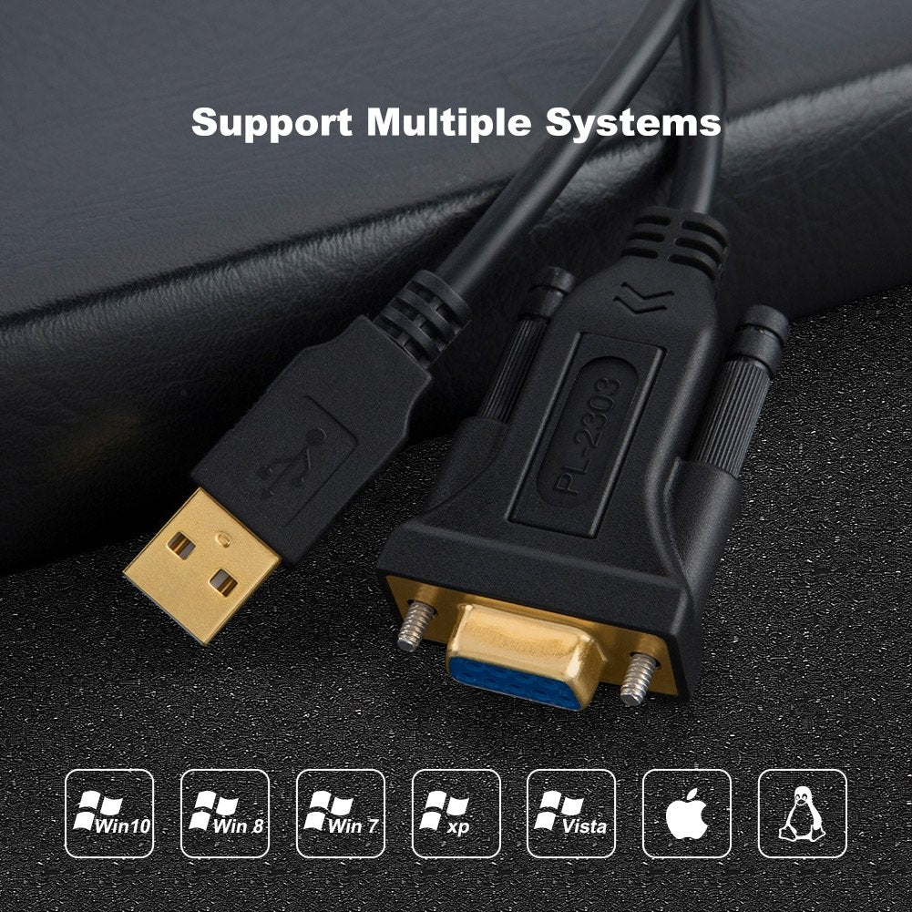 CableCreation USB to RS232 Adapter with PL2303 Chip 3.3 FT, USB 2.0 to RS232 Female DB9 Serial Converter Cable for Cashier Register, Modem, Scanner, Digital Cameras, CNC, 1M Black 3.3FT / 1M PL2303 Chipset - Image 6