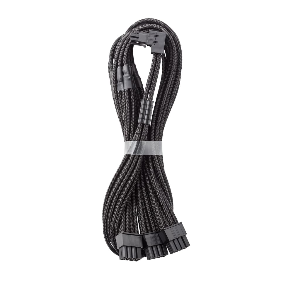 CableMod E-Series Pro ModMesh Sleeved 12VHPWR 90° StealthSense PCI-e Cable for EVGA G/G+ / P/P+ / T - Variant B (Black, 16-pin to Triple 8-pin, 60cm) 16 to 3x8-Pin (Variant B) Black