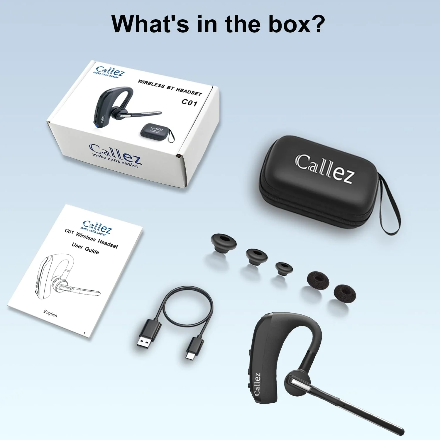 Callez Bluetooth Headset V5.0, Bluetooth Earpiece with CVC8.0 Dual Mic Noise Cancelling Wireless Headset for iPhone Android Cell Phone Trucker Business Office Work, Clear Chat Black - Image 7