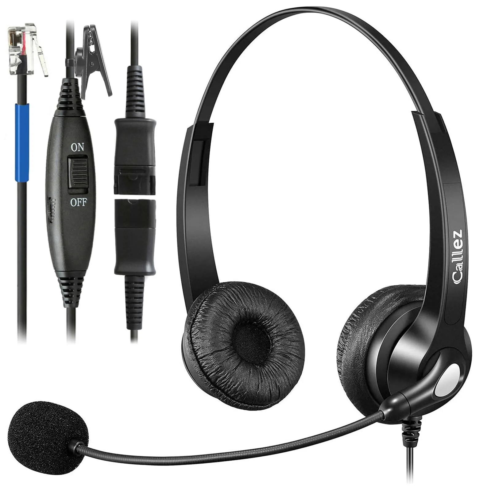 Callez RJ9 Phone Headset with Mic Noise Cancelling, Office Telephone Headset with Quick Disconnect Cord Compatible with Cisco IP Phones 7940 7941 7942 7945 7960 7962 7965 7821 7841 8811 8841 8845 8851