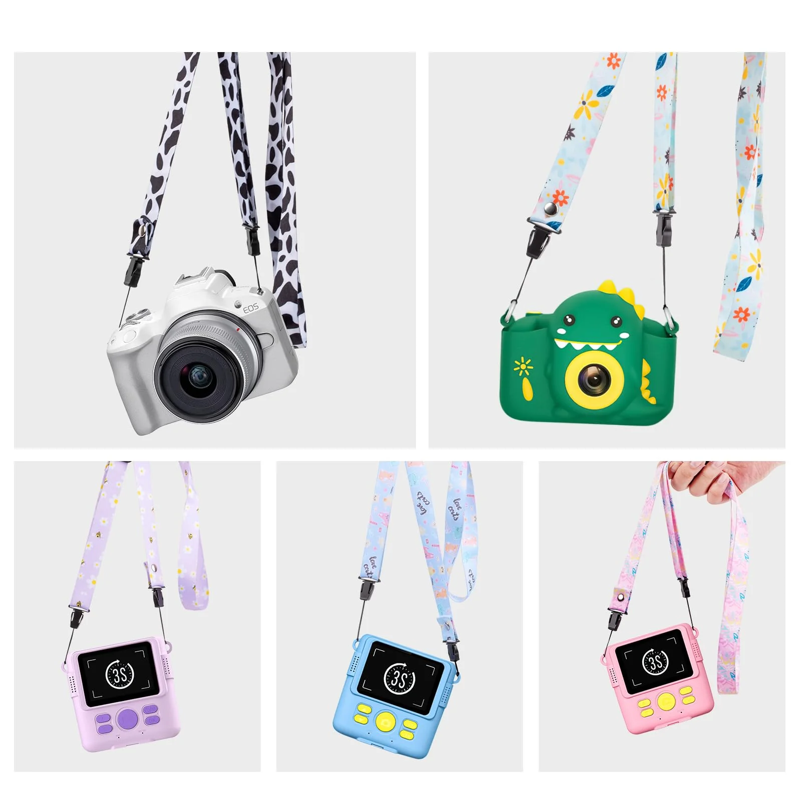 Camera Strap for Kids[2 Pack],Kids Camera Lanyard Neck Strap,iPad Strap for Kids,Children Camera Strap for Fujifilm mini Camera Pink+purple - Image 2