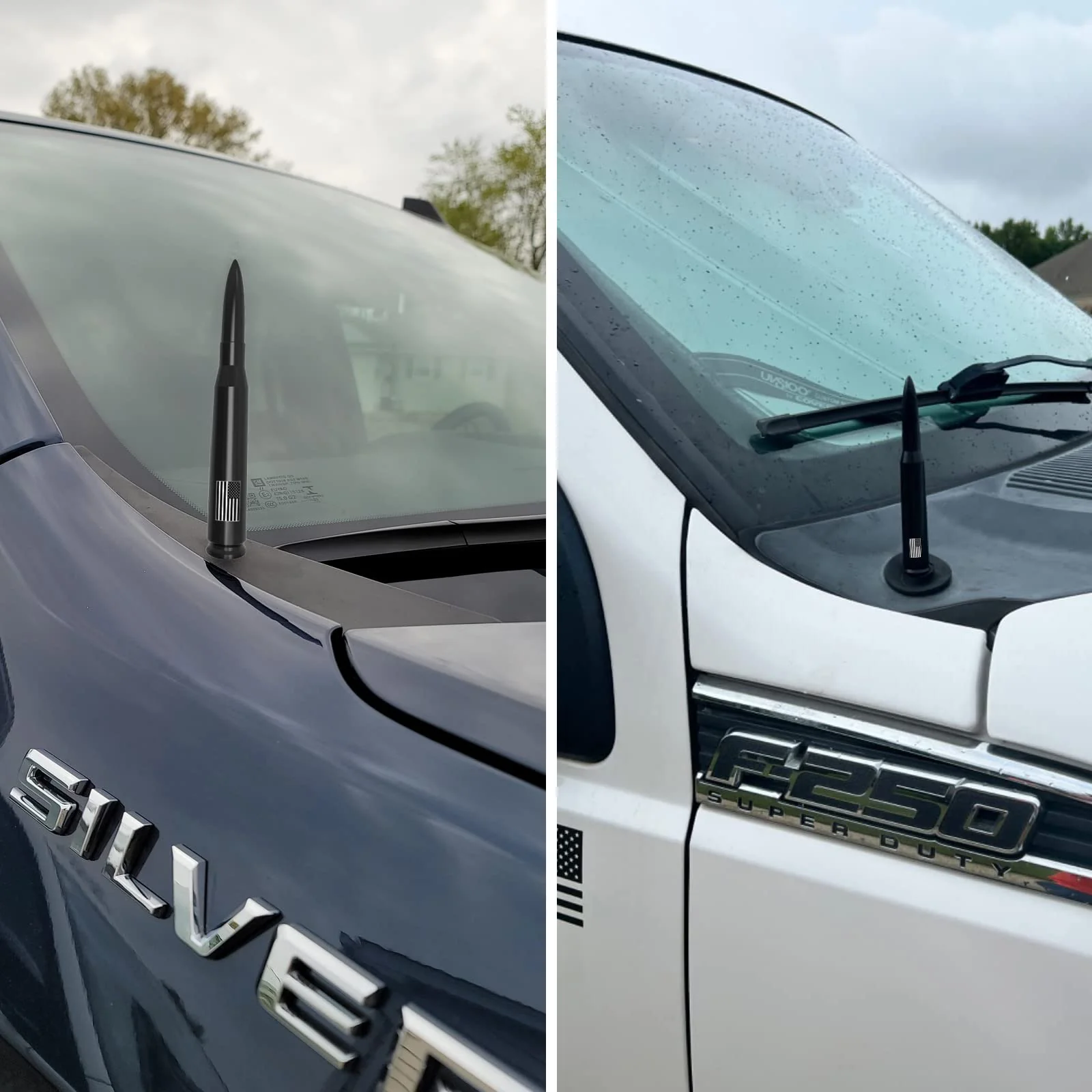 Car Truck Antenna with Tire Valve Caps American Flag Universal Short Replacement for GMC Sierra Chevy Silverado Dodge Ram 1500 2500 3500 Ford F150 F250 F350 Super Duty Raptor Radio Accessories, Black 5.5 inch - Image 6