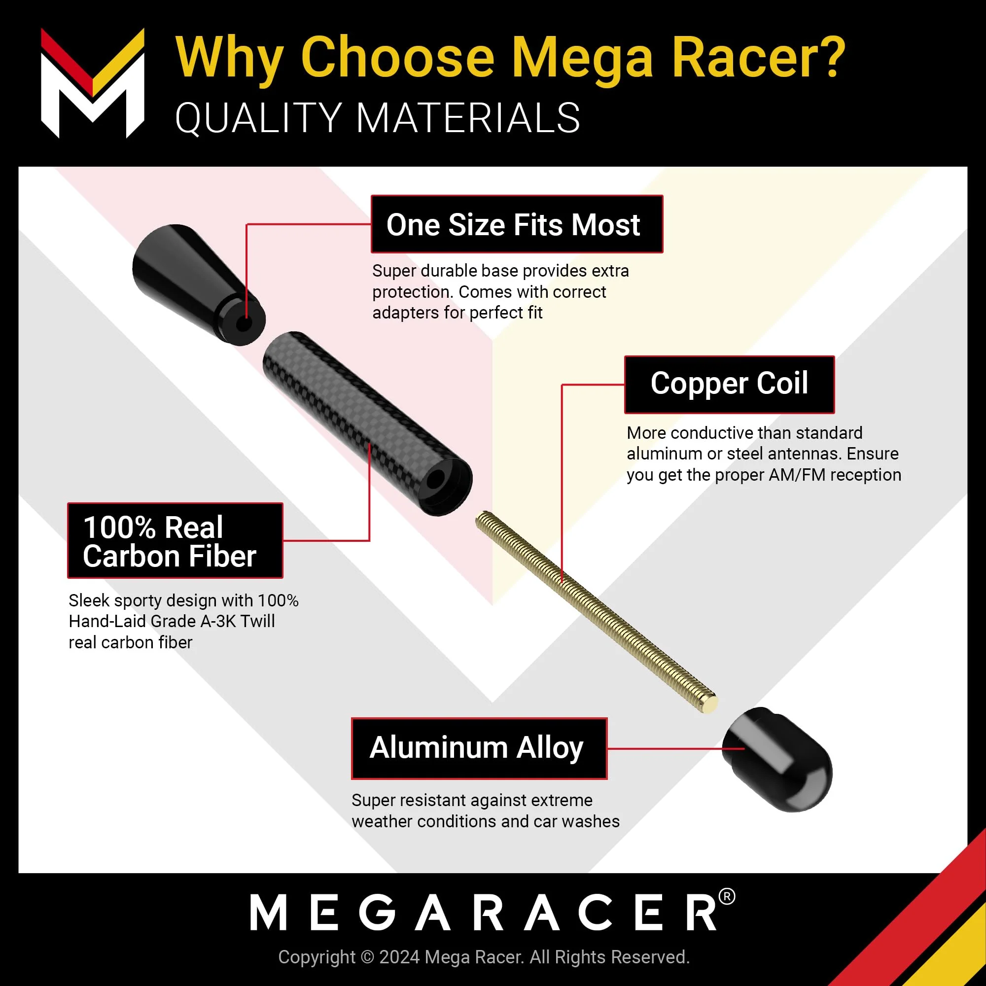 Carbon Fiber Truck Antenna - Chevy Silverado 1500 & GMC Sierra 1500 2500 3500 Accessory (Year 1999-2024), Antena para Carro, Short Car Antenna Topper Replacement (3 Inch - Black) 3 Inch - Image 5