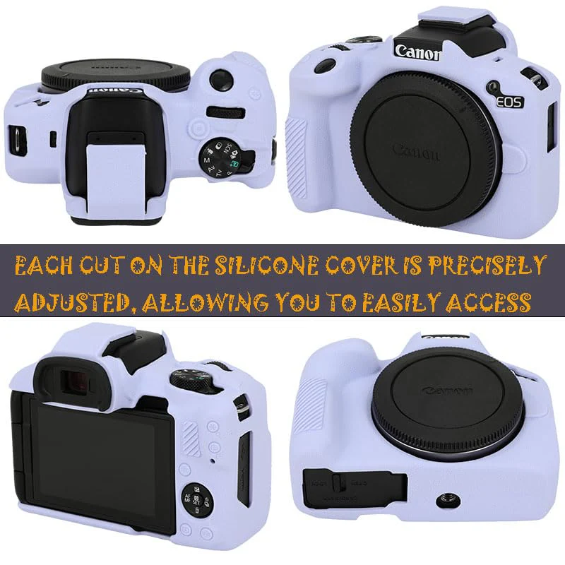 Case for Canon EOS R50, EOS R50 Camera Silicone Protective Case, Lightweight, Anti-Scratch Slim Fit Soft Skin, EOS R50 Accessories, AEXUTDA Bag for EOS R50 Mirrorless Vlogging Camera - Purple - Image 2