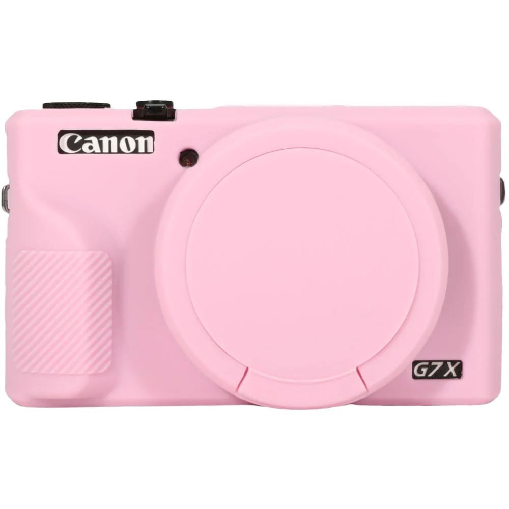 Case for Canon Powershot G7X Mark III Digital Camera, G7X Mark iii Camera Silicone Case, Anti-Scratch Slim Fit Soft Skin, G7X Mark 3 Accessories with Detachable Lens Cover - Pink