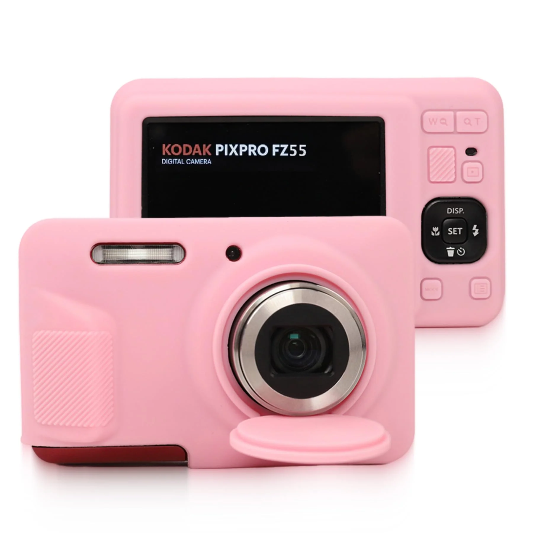 Case for Kodak Pixpro Fz55 Digital Camera,Fz55 Case Silicone,for Kodak Pixpro Fz55 Accessories,Soft Protective Camera Cover with Removable Lens Cap Slim Fit Sleeve Anti-Scratch(Pink) Pink