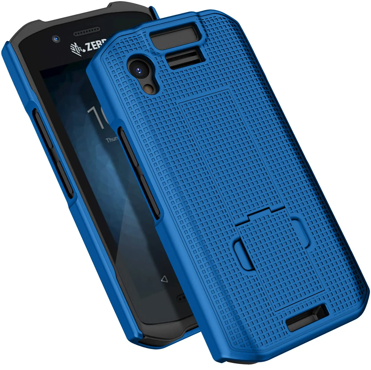 Case with Clip for Zebra TC21 TC26 Mobile Computer Scanner, Nakedcellphone Slim Hard Shell Cover with Kickstand and [Rotating/Ratchet] Belt Hip Holster Combo - Cobalt Blue - Image 8