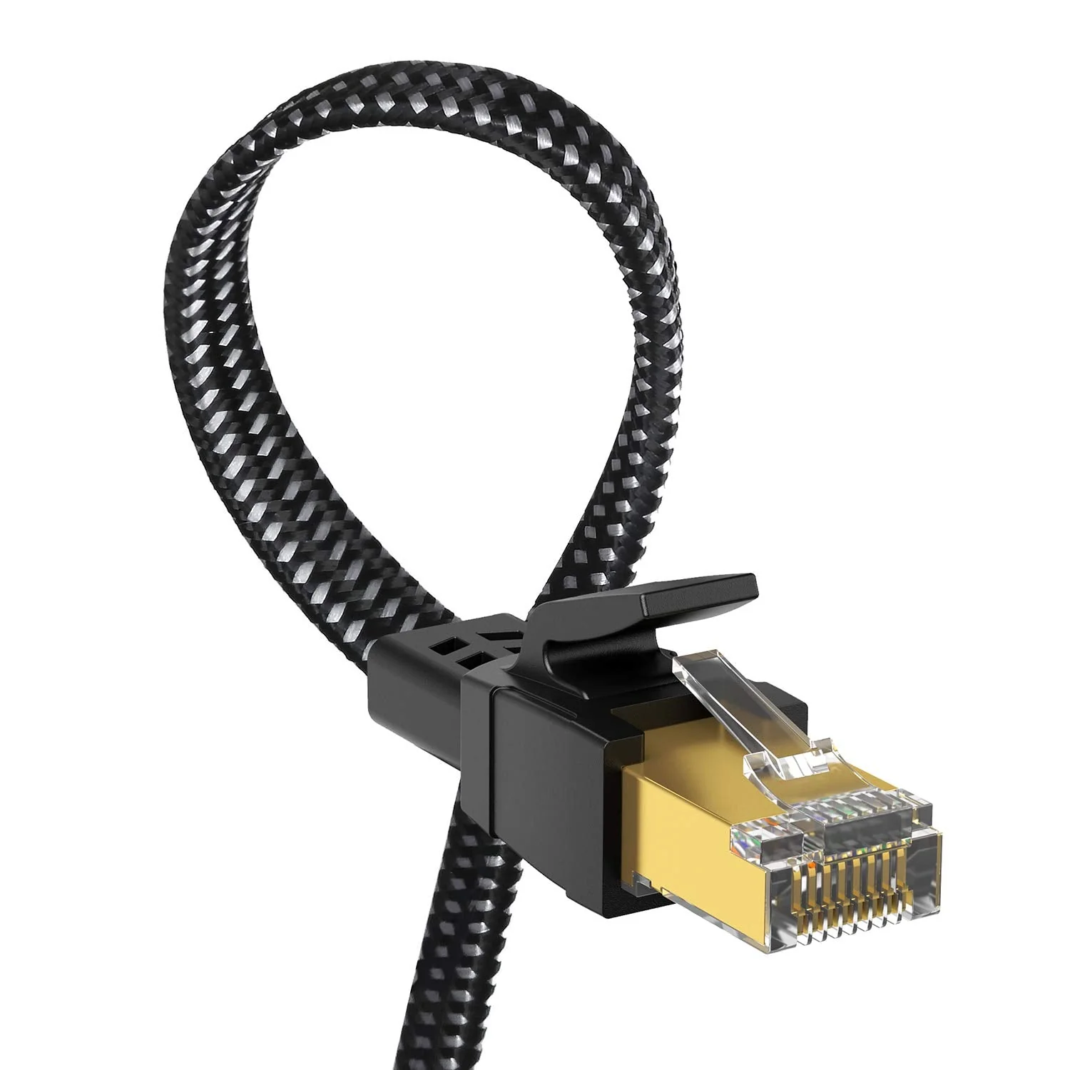 Cat 8 Ethernet Cable 20 ft, Nylon Braided High Speed Heavy Duty Cat8 Network LAN Patch Cord, 40Gbps 2000Mhz SFTP RJ45 Flat Internet Cable Shielded in Wall, Indoor&Outdoor for Modem/Router/Gaming/PC 20ft