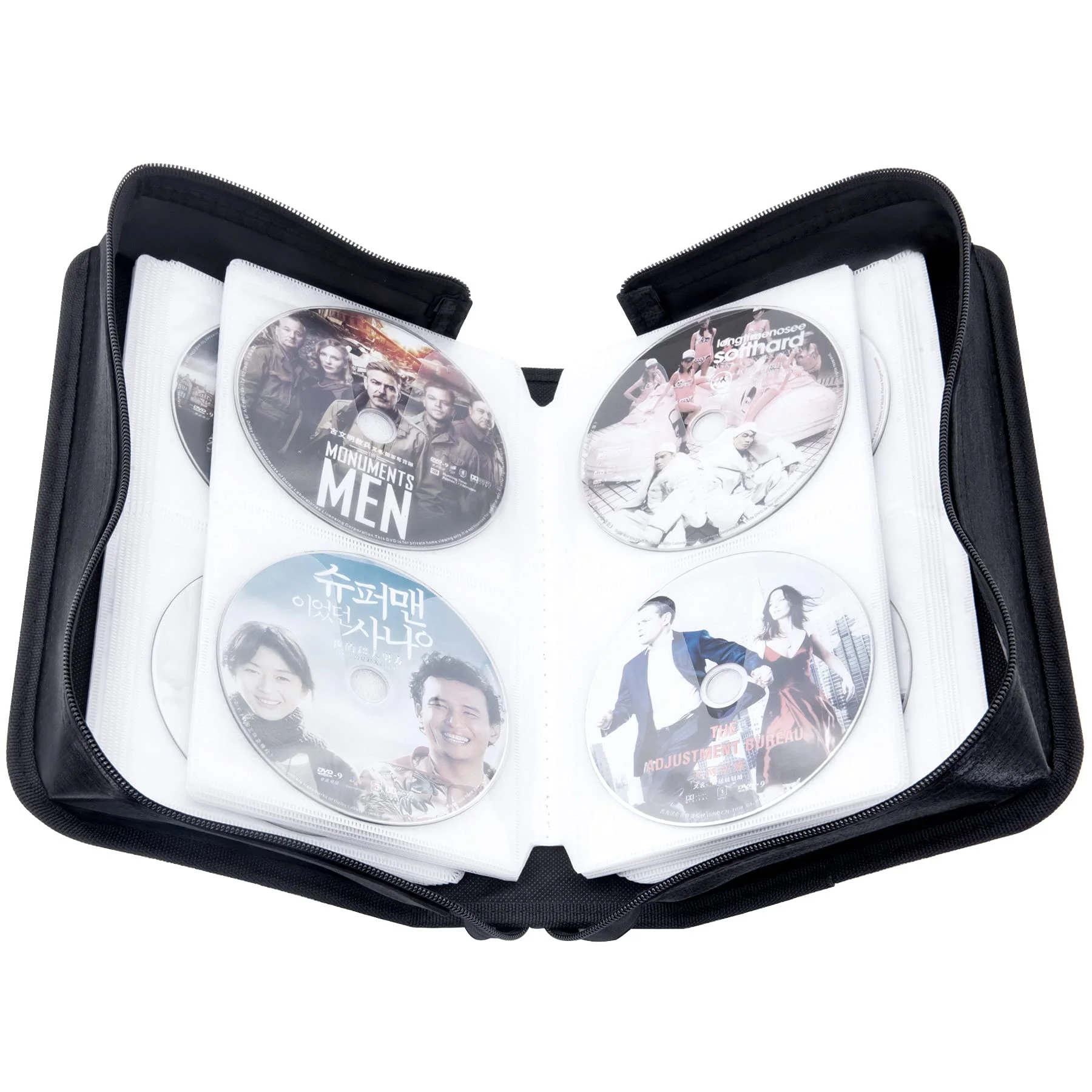 CD/DVD Case Holder, 128 Capacity CD VCD Media Wallet, Storage, Holder, Booklet, Organizer (Black) Black - Image 2