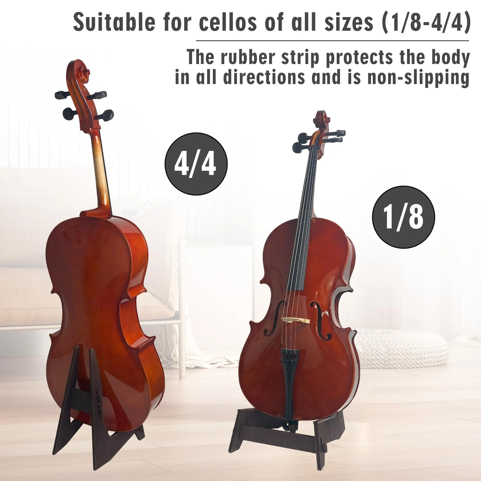 Cello Stand, Cello Support Holder made of wood with Rubber Protection Detachable Portable Musical Instrument Stand for 1/8-4/4 Cellos Guitars Electric Bass Electric Guitar Stand Cello Stand - Image 4