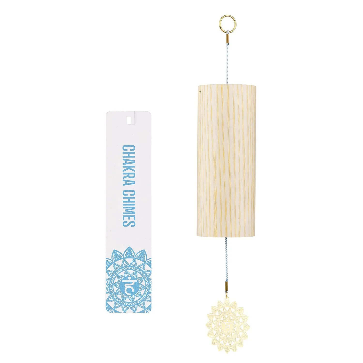 Chakra Chimes Natural Bamboo Wind Chimes Meditation Chord Windchime Wind Bell for Home Decoration Zen Mindfulness Throat Chakra