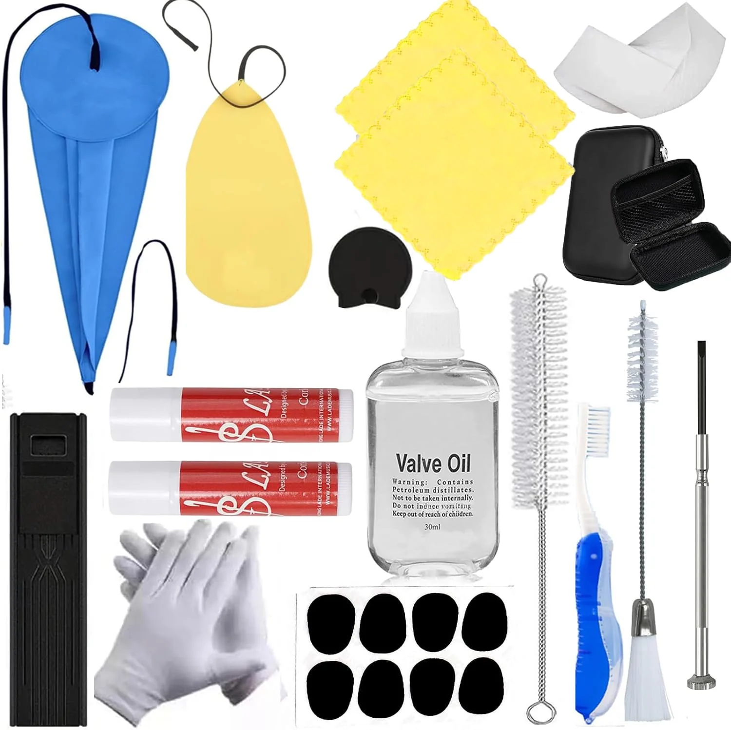 Clarinet Cleaning Kit, Saxophone Cleaning Kit,Clarinet Accessories,Mouthpiece Brush,Dust Brush,Cleaning Cloth,Clarinet Reeds Swabs,Finger Rest,Cork Grease,Pads Absorbent Cloth,Cleaning Care Kit