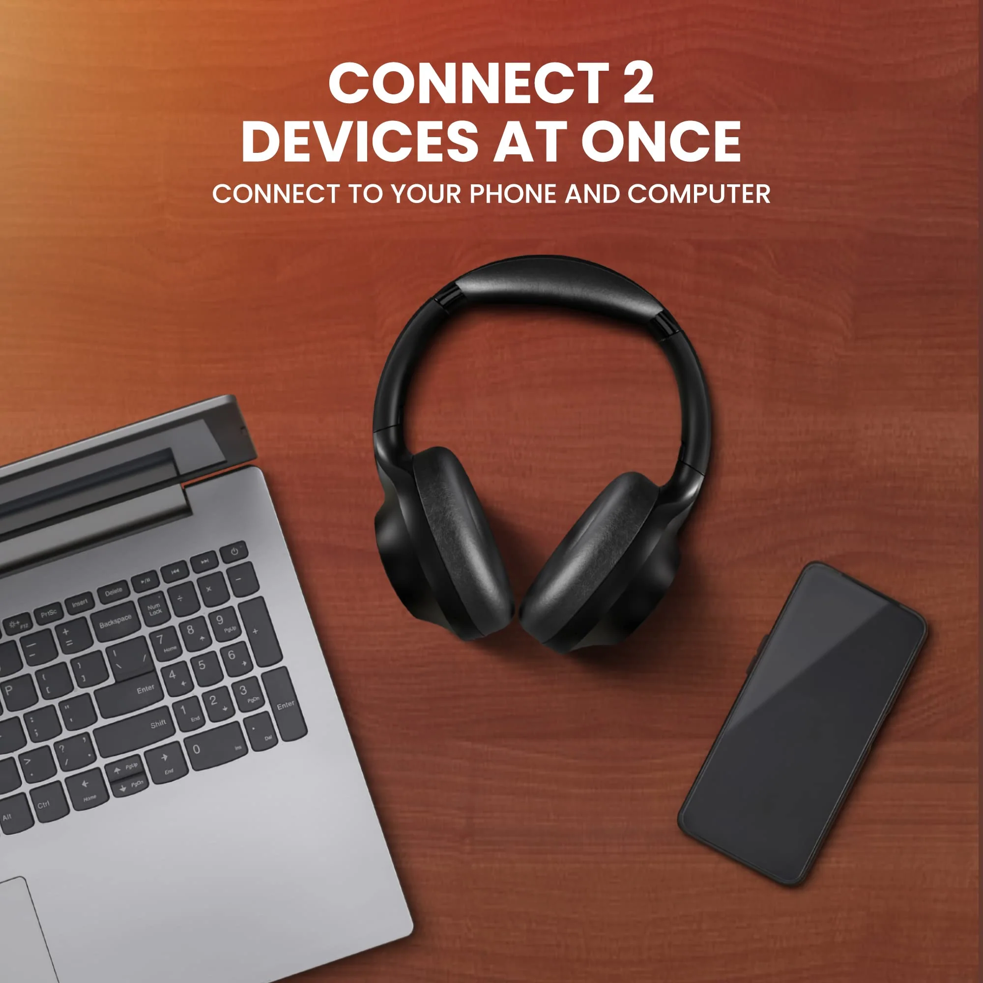 ClearCall 70 - Bluetooth Headphones with Microphone for Work - Removable Boom Mic - Over Ear Office Wireless Headsets for Computer, Wireless Headphones Mic, Bluetooth Headset with Microphone for PC Black - Image 5