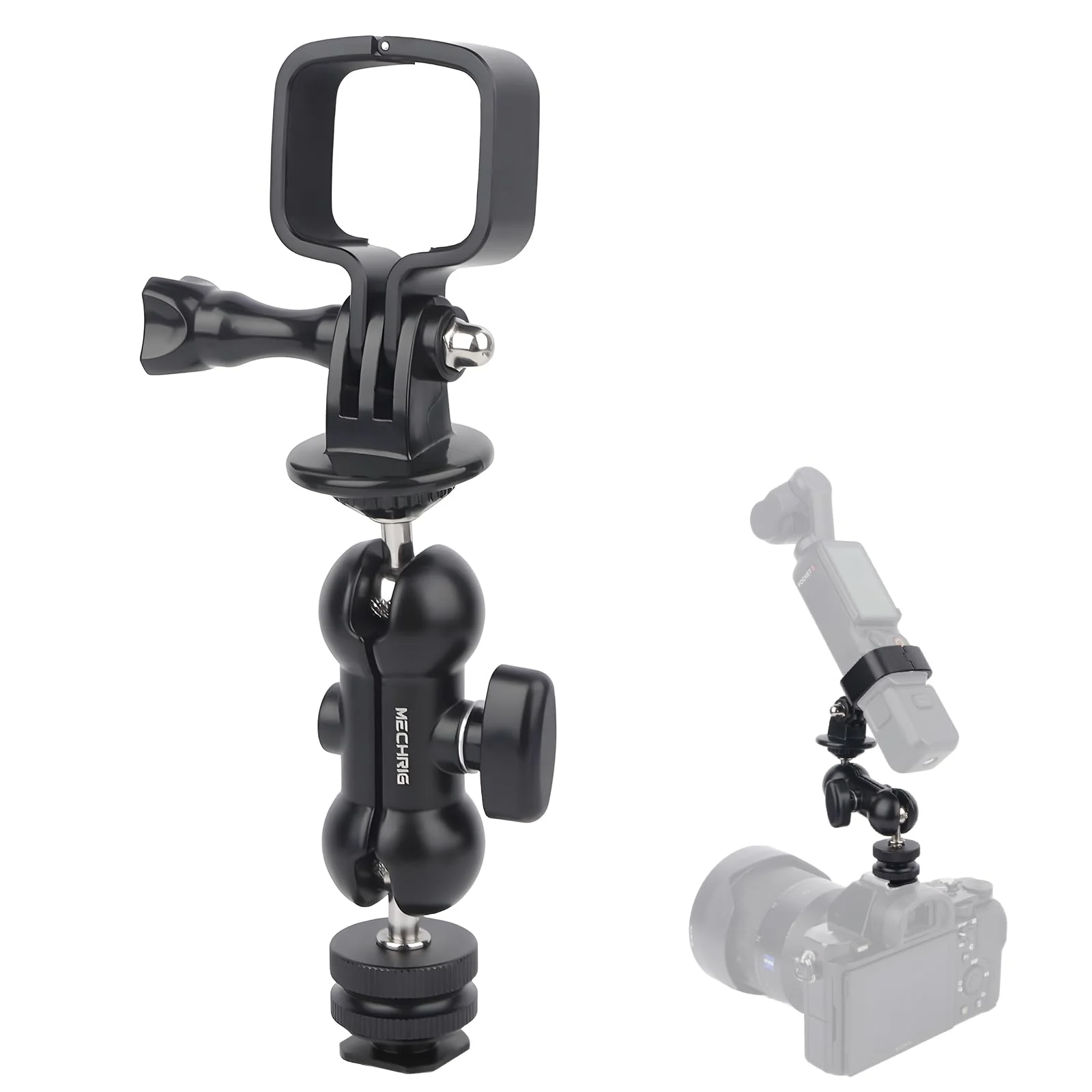 Cold Shoe Mount Expansion Adapter for DJI Osmo Pocket 3,Ajustable 360°Ball Head for DSLR Hot Shoe Mount,Vlogging and Dual Camera Setup