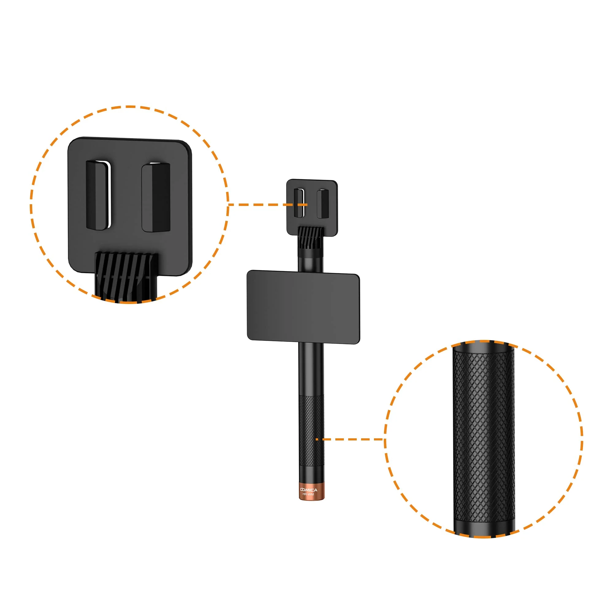 COMICA HR-WM Interview Handheld Adapter for Rode Wireless GO ME/BoomX-D/D Pro/BoomX-U Wireless Lavalier Microphone, Mic Handle for News Report, TV Interview and Video Shooting, etc.(with Windscreen) - Image 3