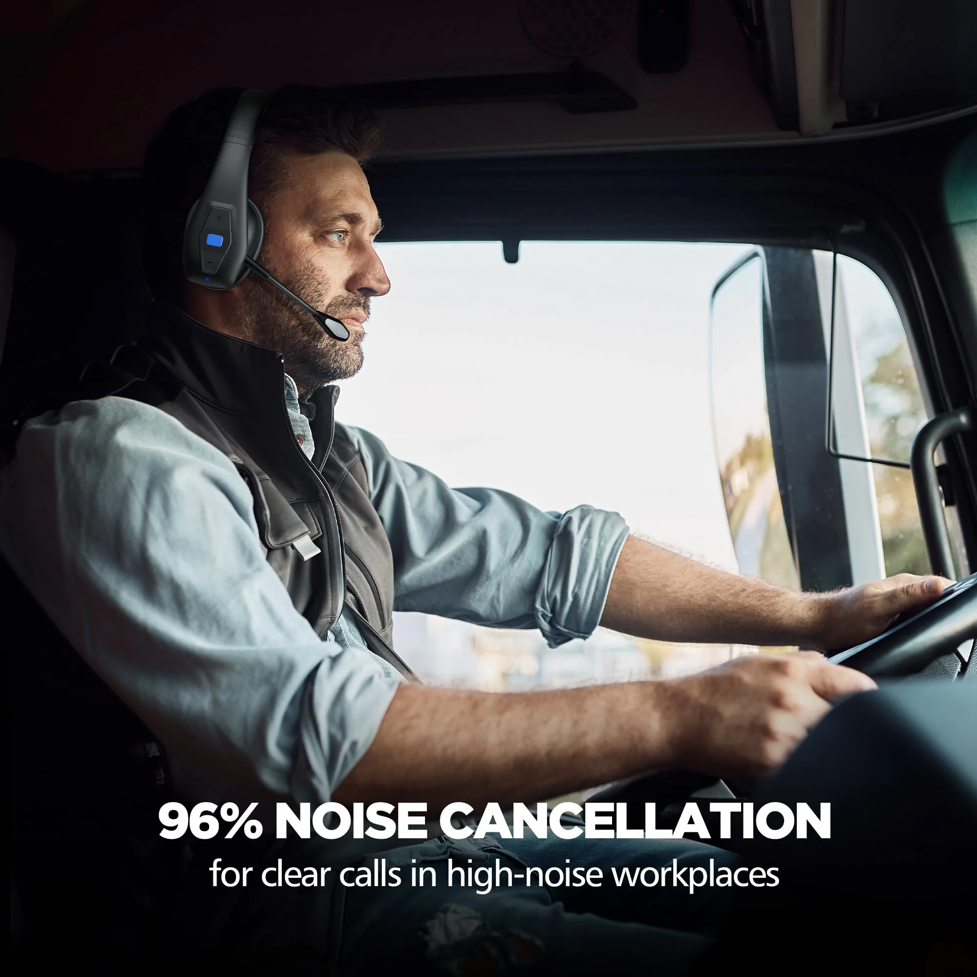 Conambo 2024 Upgraded Bluetooth Headset with Microphone, Trucker Headset with CVC8.0 Dual Mic Noise Cancelling & Mute Button, 35Hrs HD Talktime Hands-Free Wireless Headphones for Driver Home Office - Image 2