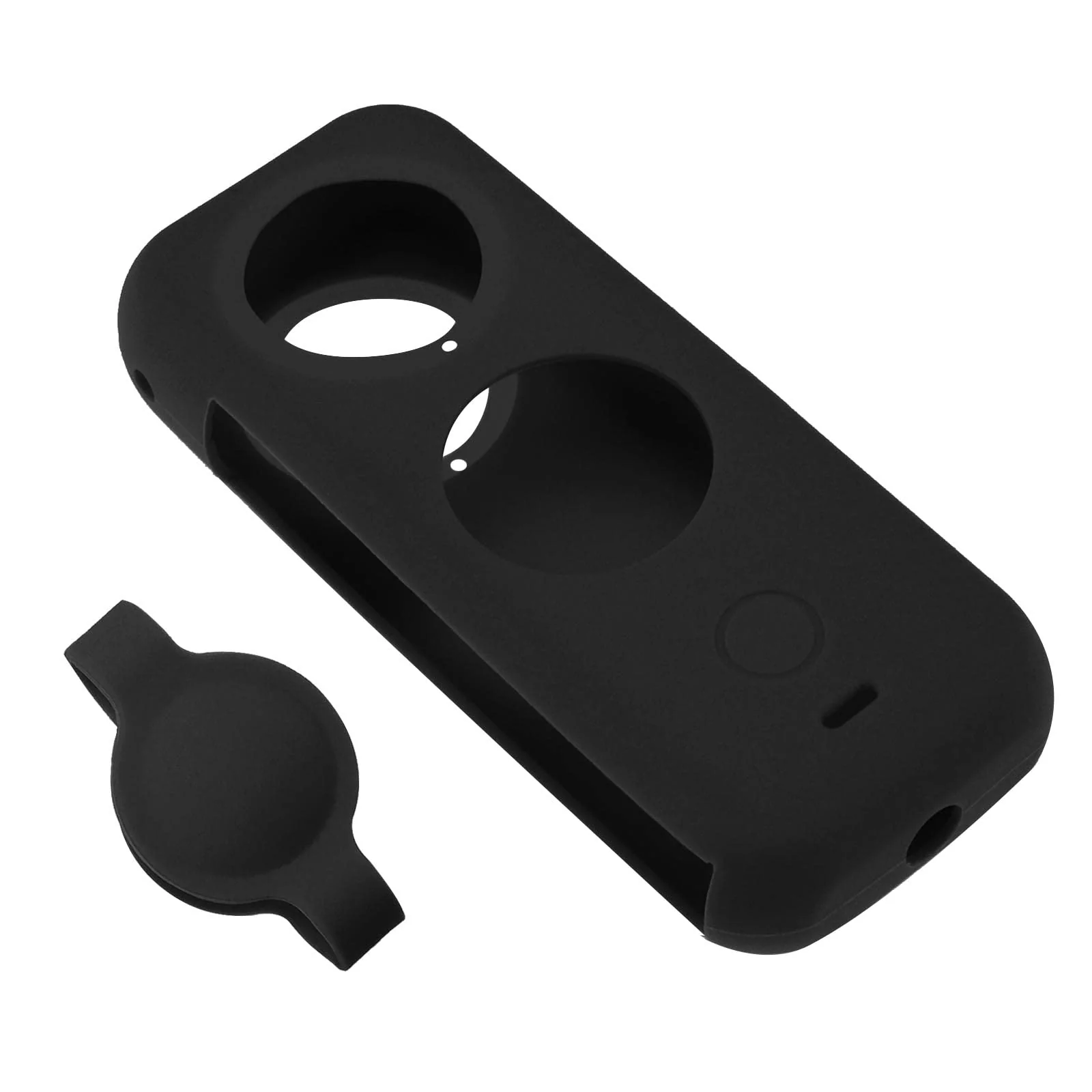 Create idea Set with 2Pcs Body Cover Protector Lens Cap Protector Replacement Compatible with Insta 360 ONE X2 Camera Silicone Camera Case Black