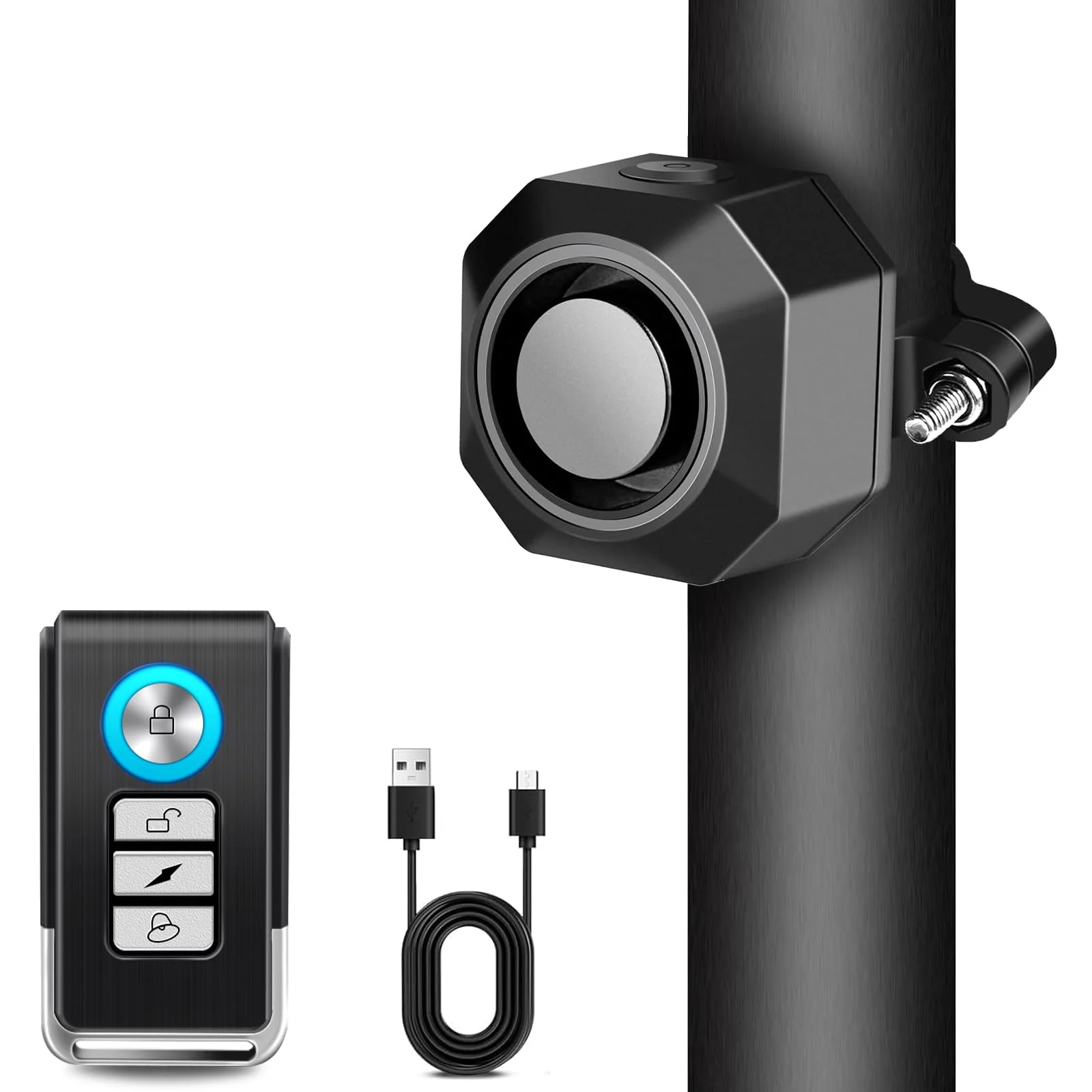 Cruxer Bike Alarm USB Rechargeable with Mount, Electric Bike Alarm with Remote Motion,Wireless Bicycle Security Anti Theft System,Waterproof Vibration Alarm for Ebike Motorcycle Scooter Car (1 Pack) Black-1 pack