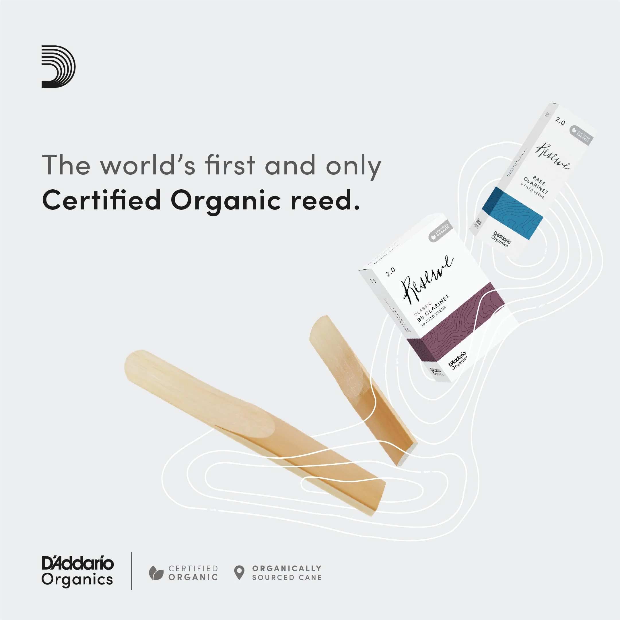 D’Addario Woodwinds - Organic Reserve Classic Bb Clarinet Reeds - B Flat Clarinet Reeds - Reeds for Clarinet - Clarinet Bb Reeds - Individually Sealed - Filed, Strength 3, 3-Pack - Image 3