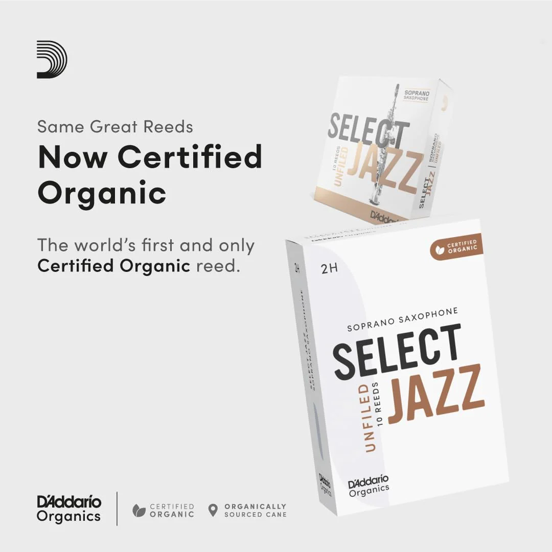 D’Addario Woodwinds - Organic Select Jazz Soprano Saxophone Reeds - Soprano Sax Reeds - Individually Sealed - Unfiled, Soft, Strength 3, 10-Pack 3 Soft - Image 3