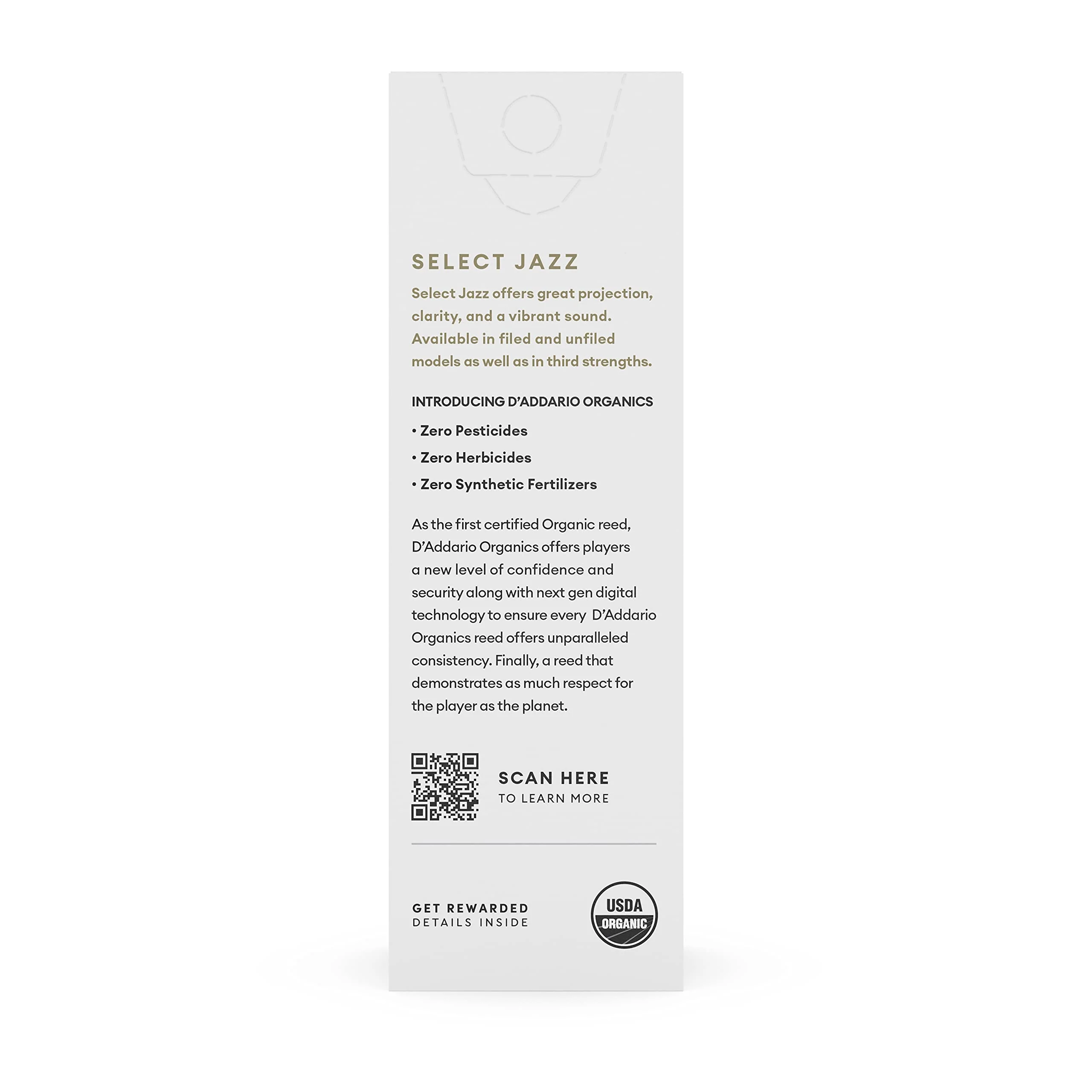 D'Addario Organic Select Jazz Filed Sax 3 Medium, 5 Pack Baritone Saxophone Reeds (ORSF05BSX3M) - Image 2