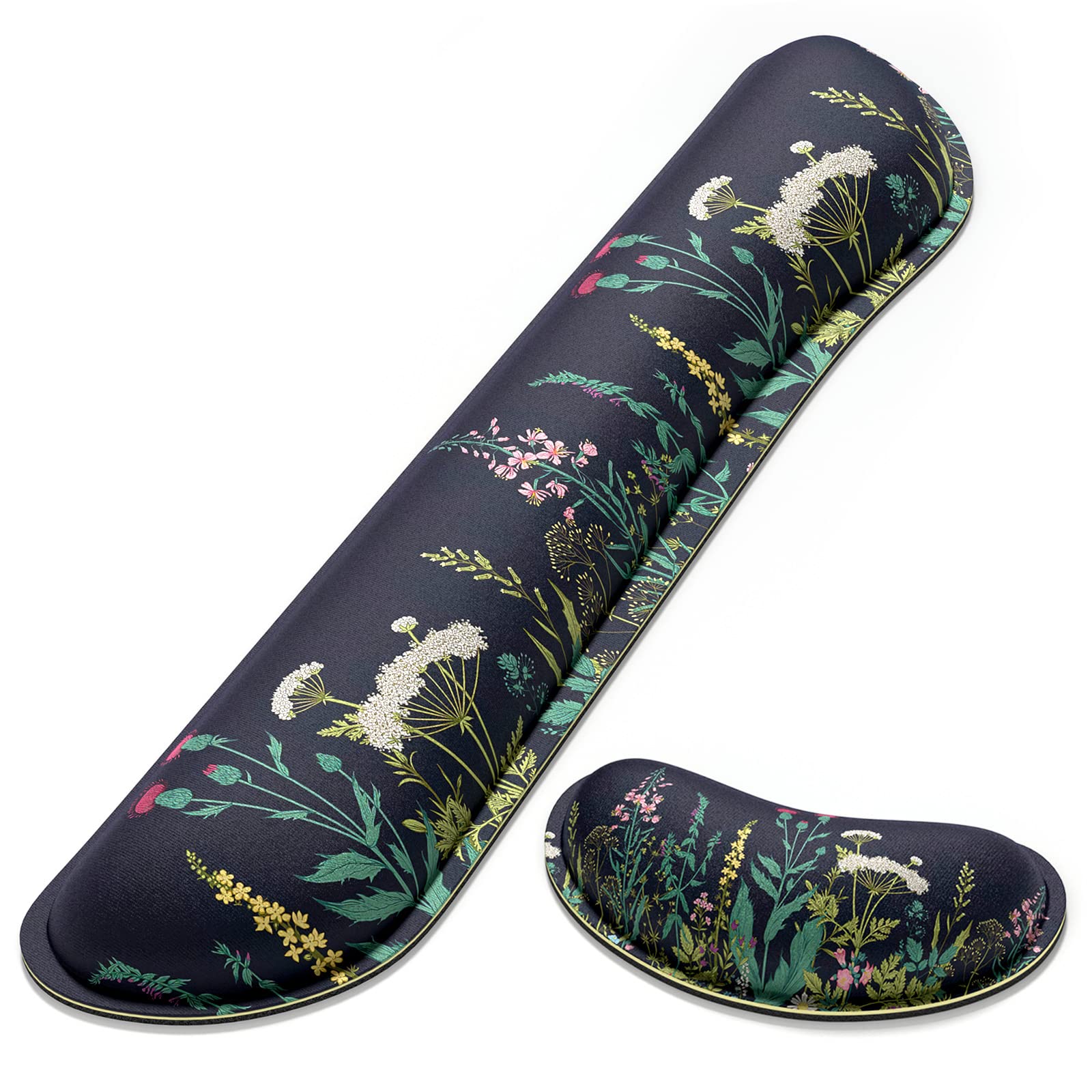 Dapesuom Enlarge Keyboard Wrist Rest Pad, Memory Foam Set Wrist Cushion Support for Easy Typing & Pain Relief, Mouse Wrist Pad, Anti-Slip Wrist Support for Gaming Computer, Elegant Flower