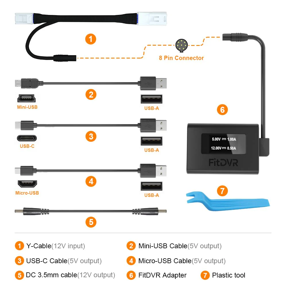 Dash Cam Power Adapter (10-Pin) for Dodge, Jeep, Ram, Chrysler and More, LED Display USB Power Source, Connects to Rearview Mirror, Fuse Protection, Easy to Install, 5V 12V Output, D3-012 - Image 5
