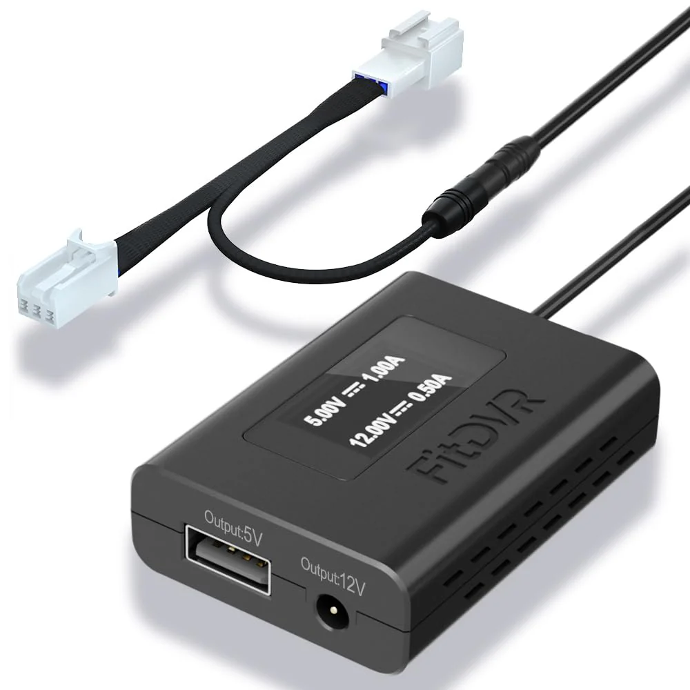 Dash Camera Power Adapter (3-Pin) for Honda, Connects to Overhead Console, LED Display USB Power Source, Easy to Install, 5V 12V Output, for Dash Cam, Radar, D3-028