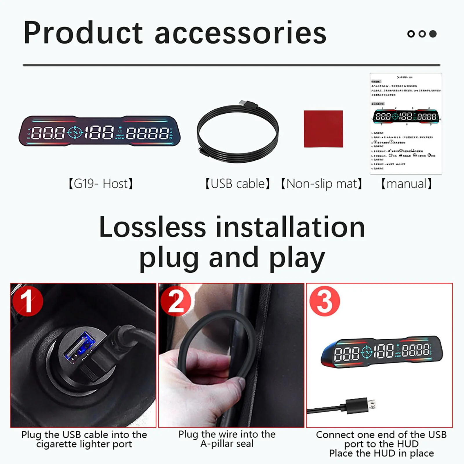 Digital GPS Speedometer,heads up display for cars,HD diapaly with MPH SpeedFatigued Driving Alert Overspeed Alarm, USB Cable Plug & Play for All Vehicle - Image 9